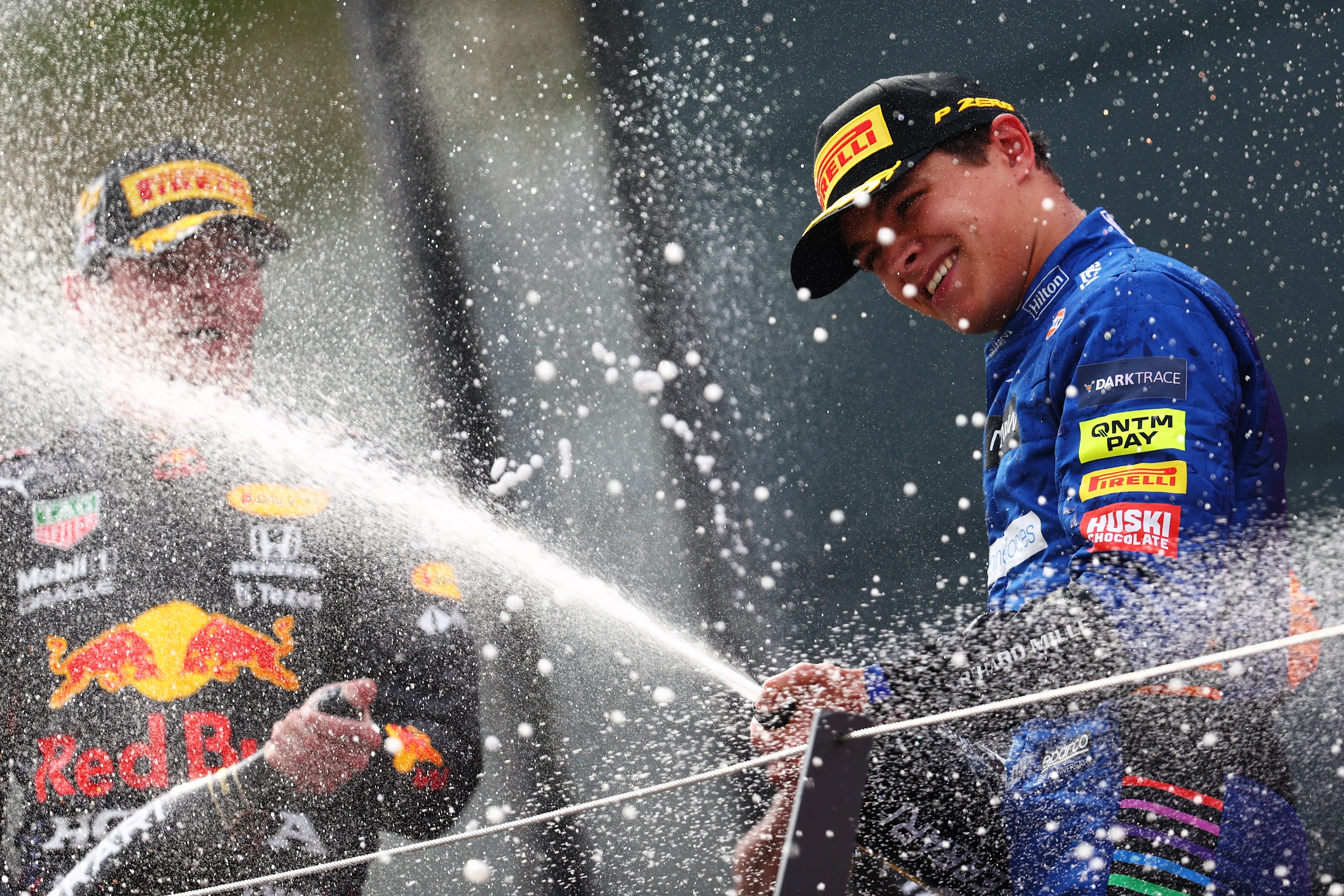 SPIELBERG, AUSTRIA - JULY 04: Third placed Lando Norris of Great Britain and McLaren F1 celebrates