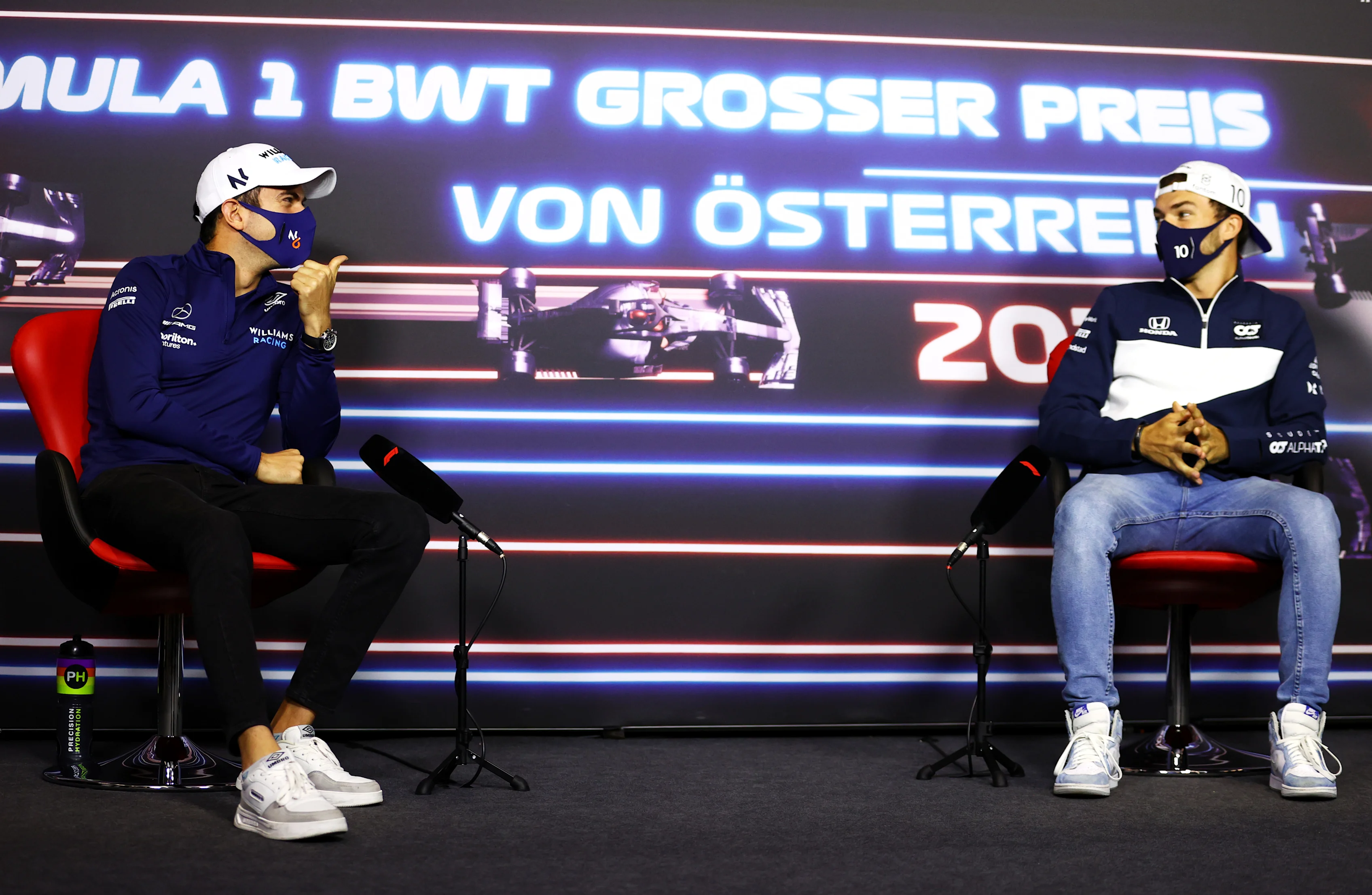 SPIELBERG, AUSTRIA - JULY 01: Nicholas Latifi of Canada and Williams and Pierre Gasly of France and