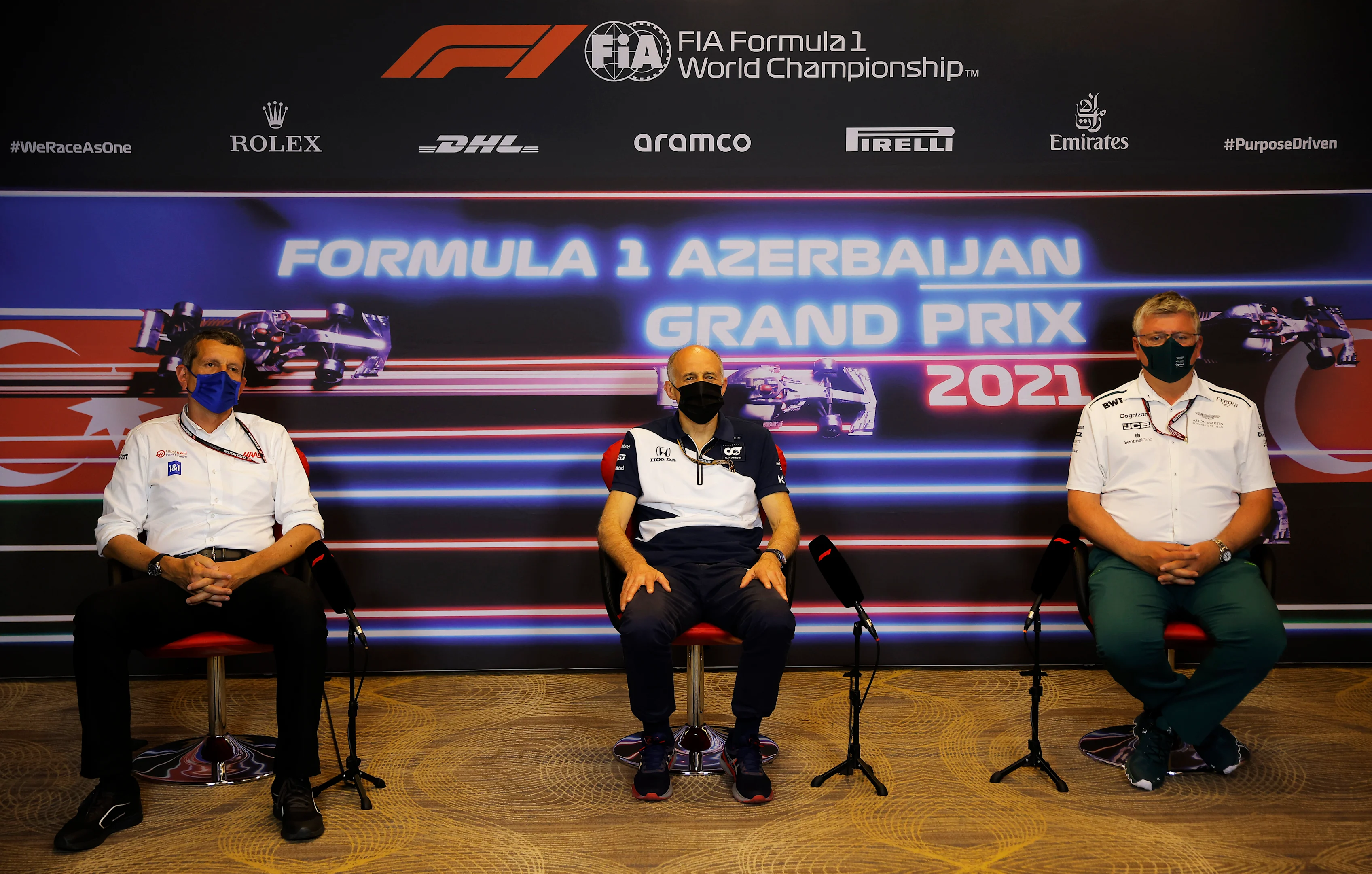 BAKU, AZERBAIJAN - JUNE 04: Haas F1 Team Principal Guenther Steiner, Scuderia AlphaTauri Team