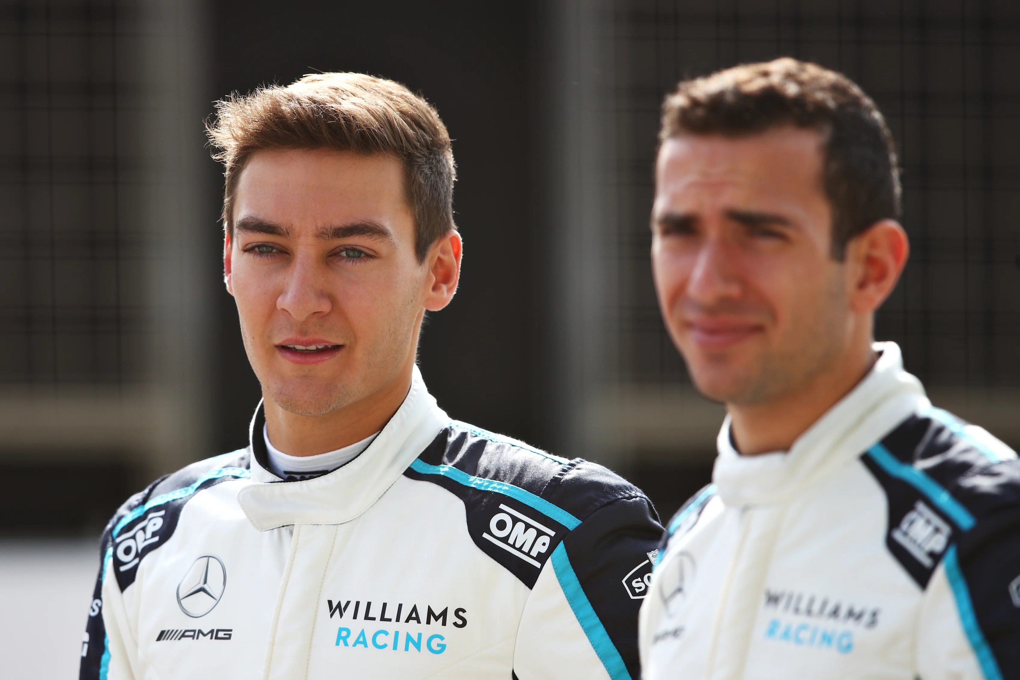 BAHRAIN, BAHRAIN - MARCH 12: Nicholas Latifi of Canada and Williams and George Russell of Great