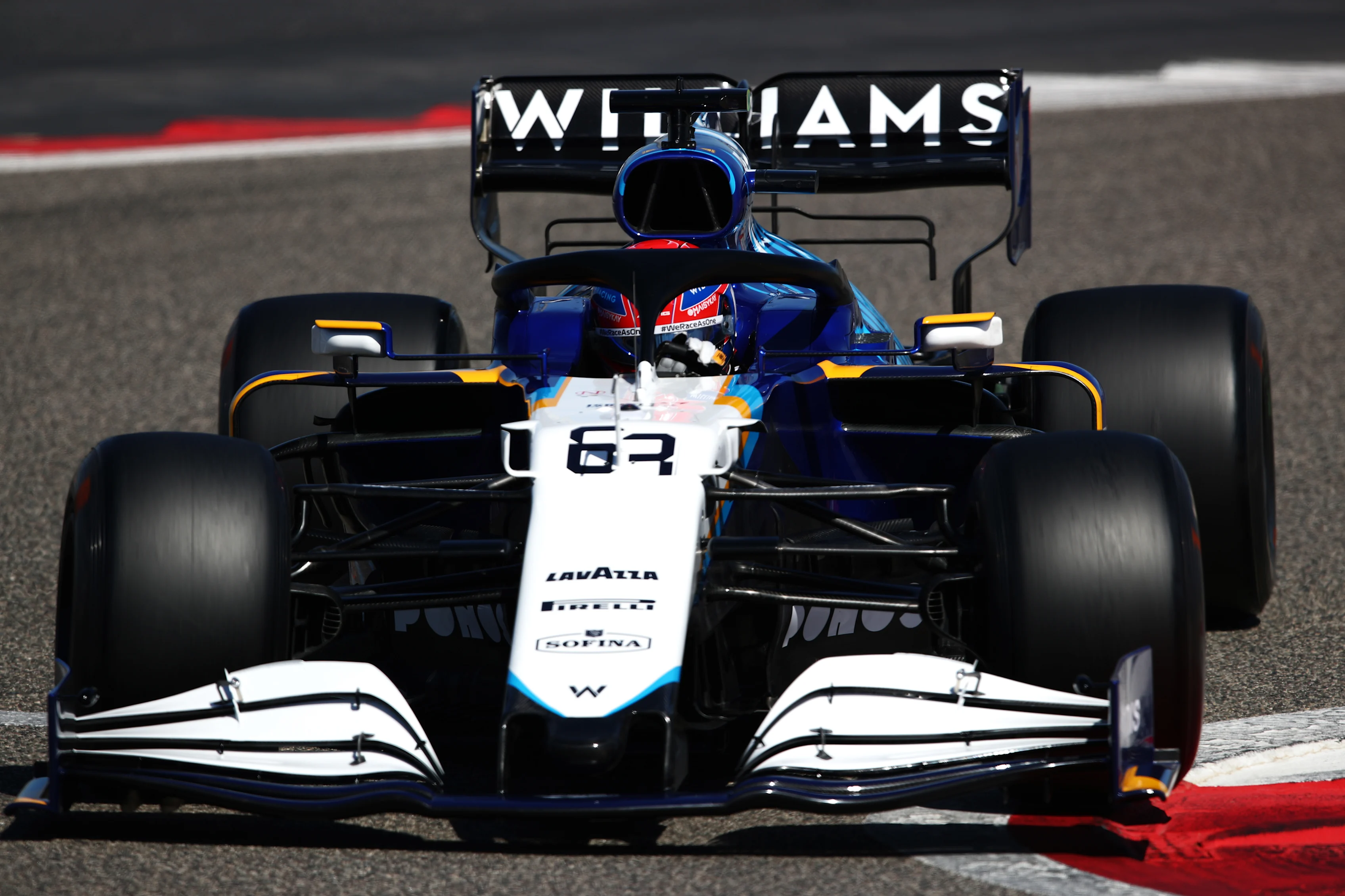 BAHRAIN, BAHRAIN - MARCH 14: George Russell of Great Britain driving the (63) Williams Racing FW43B