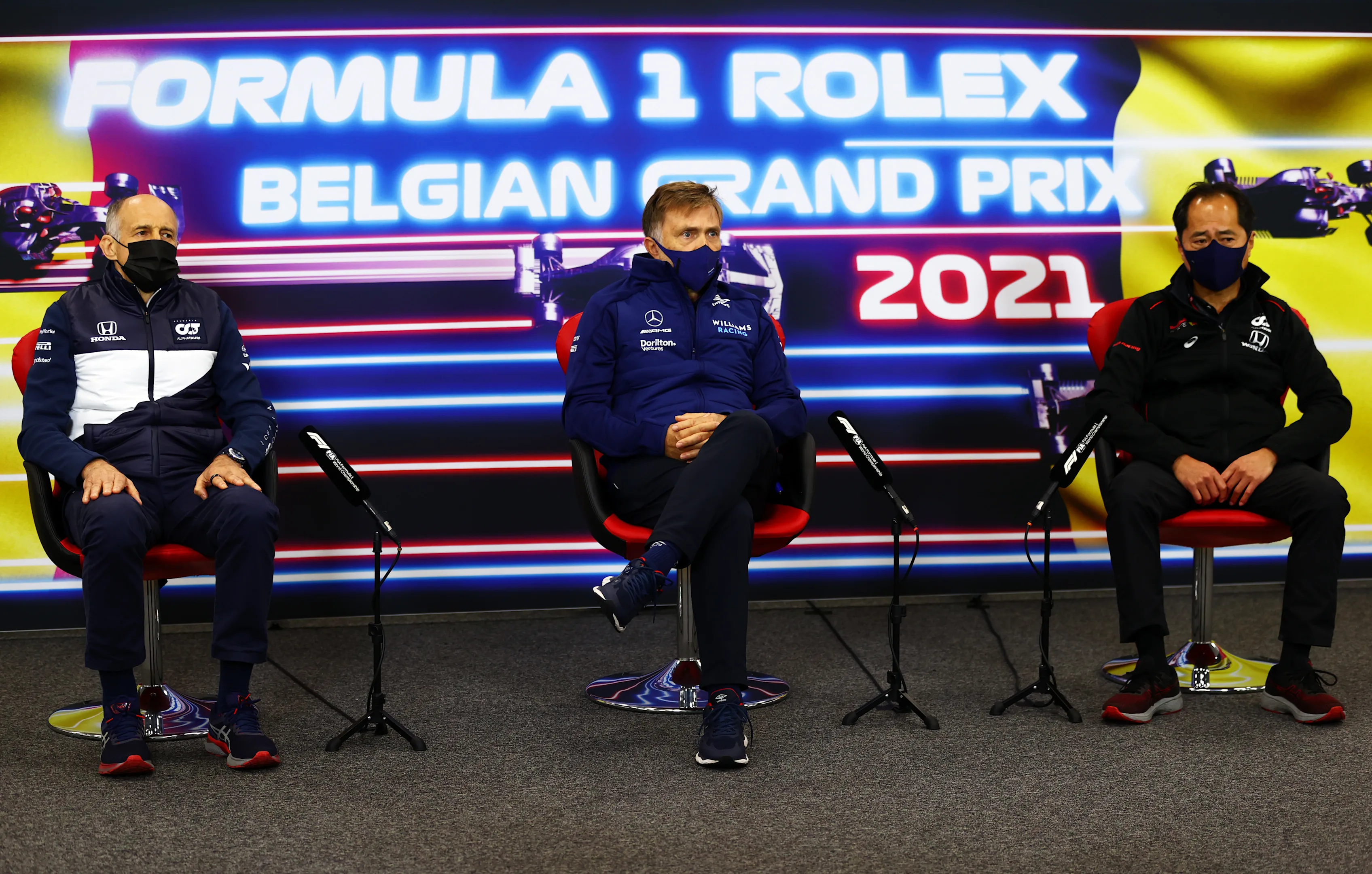 SPA, BELGIUM - AUGUST 27: Scuderia AlphaTauri Team Principal Franz Tost, Jost Capito, CEO of