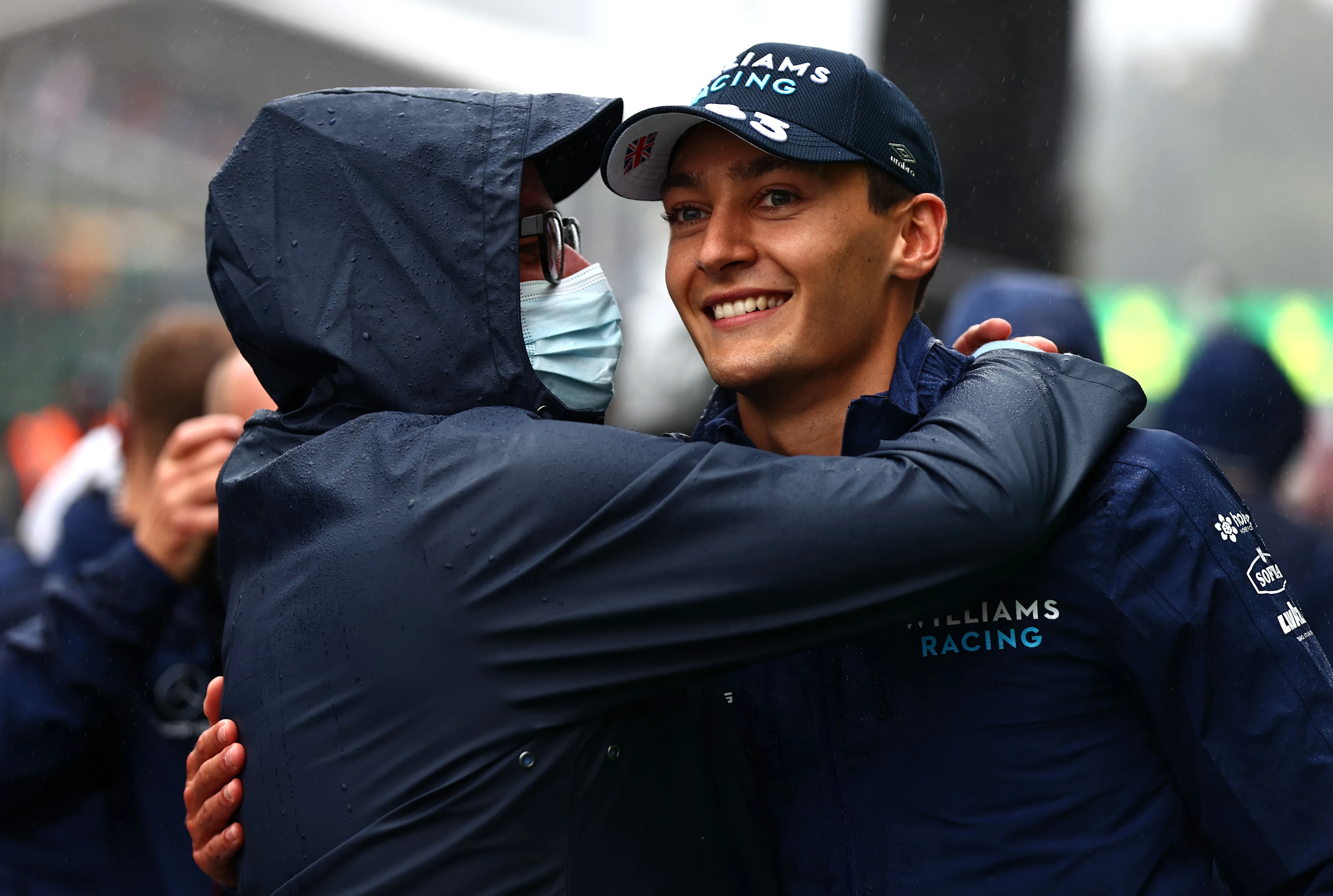 SPA, BELGIUM - AUGUST 29: Second placed George Russell of Great Britain and Williams celebrates on