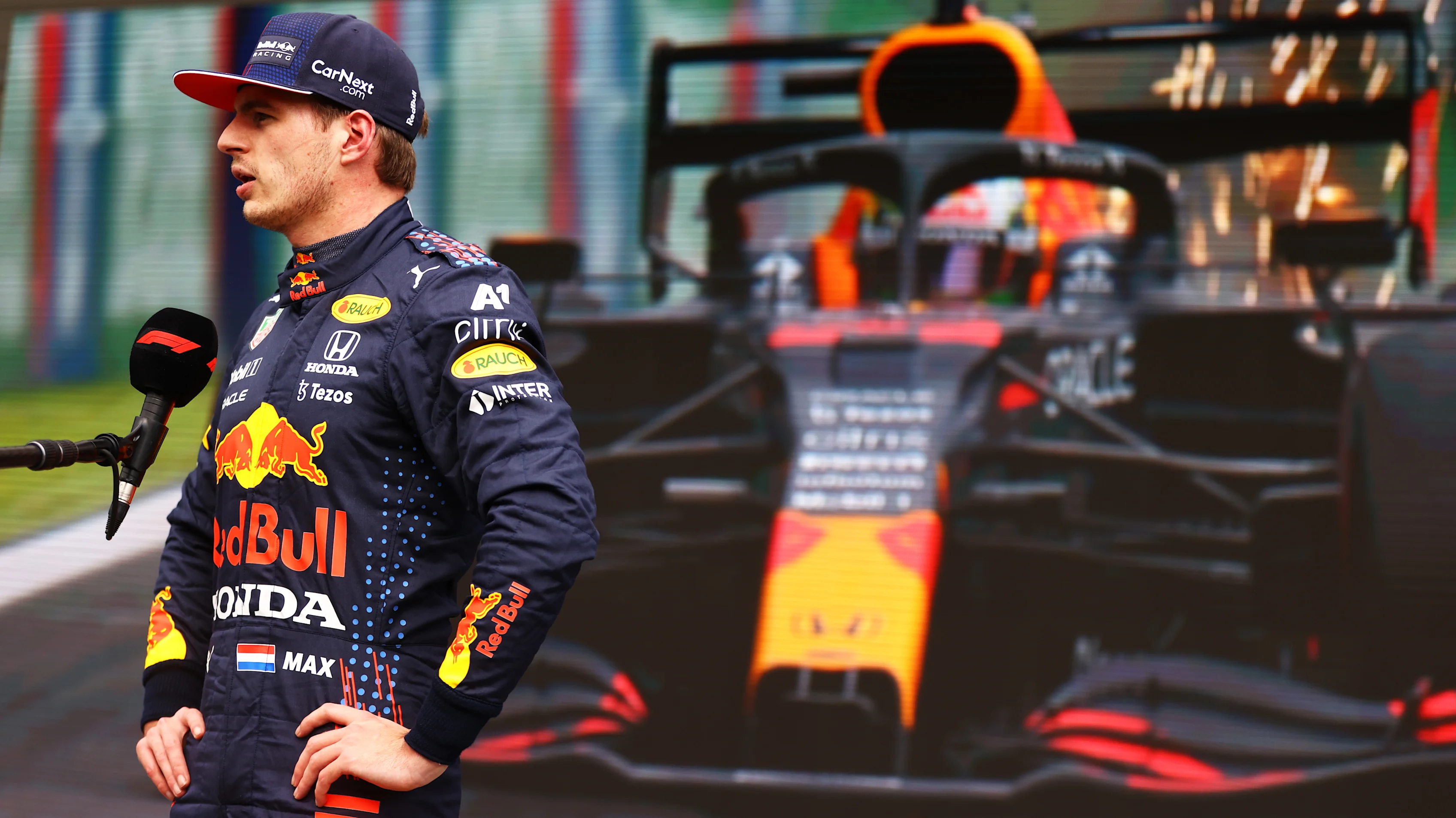SAO PAULO, BRAZIL - NOVEMBER 12: Second place qualifier Max Verstappen of Netherlands and Red Bull