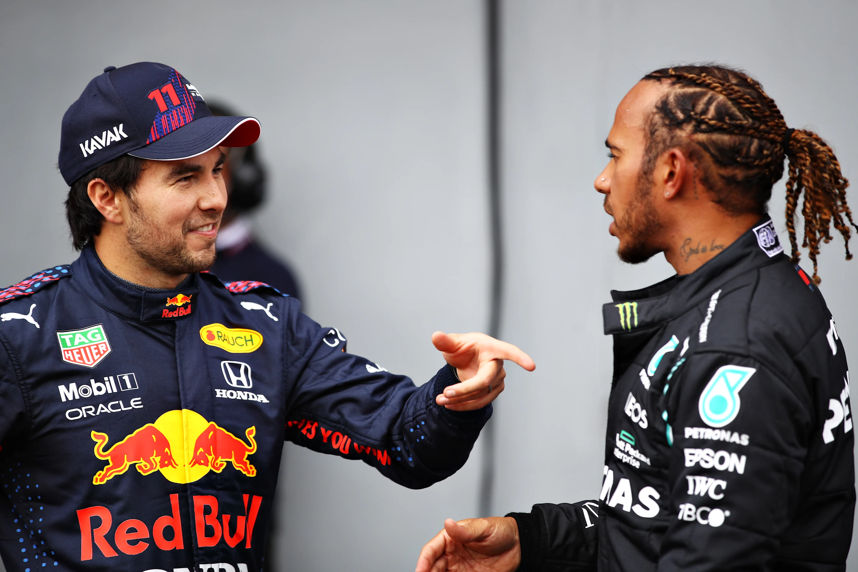 IMOLA, ITALY - APRIL 17: Second place qualifier Sergio Perez of Mexico and Red Bull Racing and pole