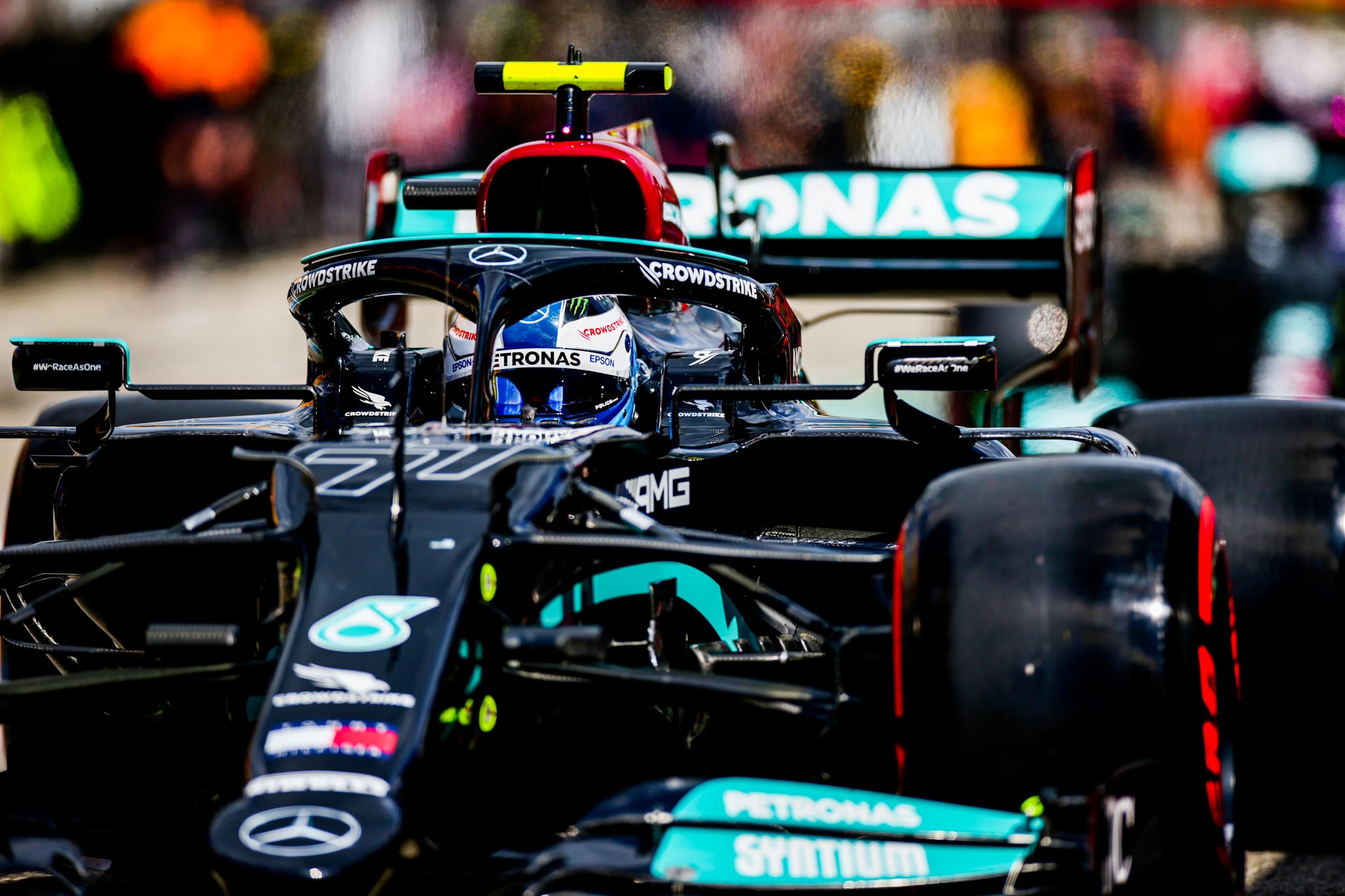 IMOLA, ITALY - APRIL 17: Valterri Bottas of Mercedes and Finland qualifying ahead of the F1 Grand
