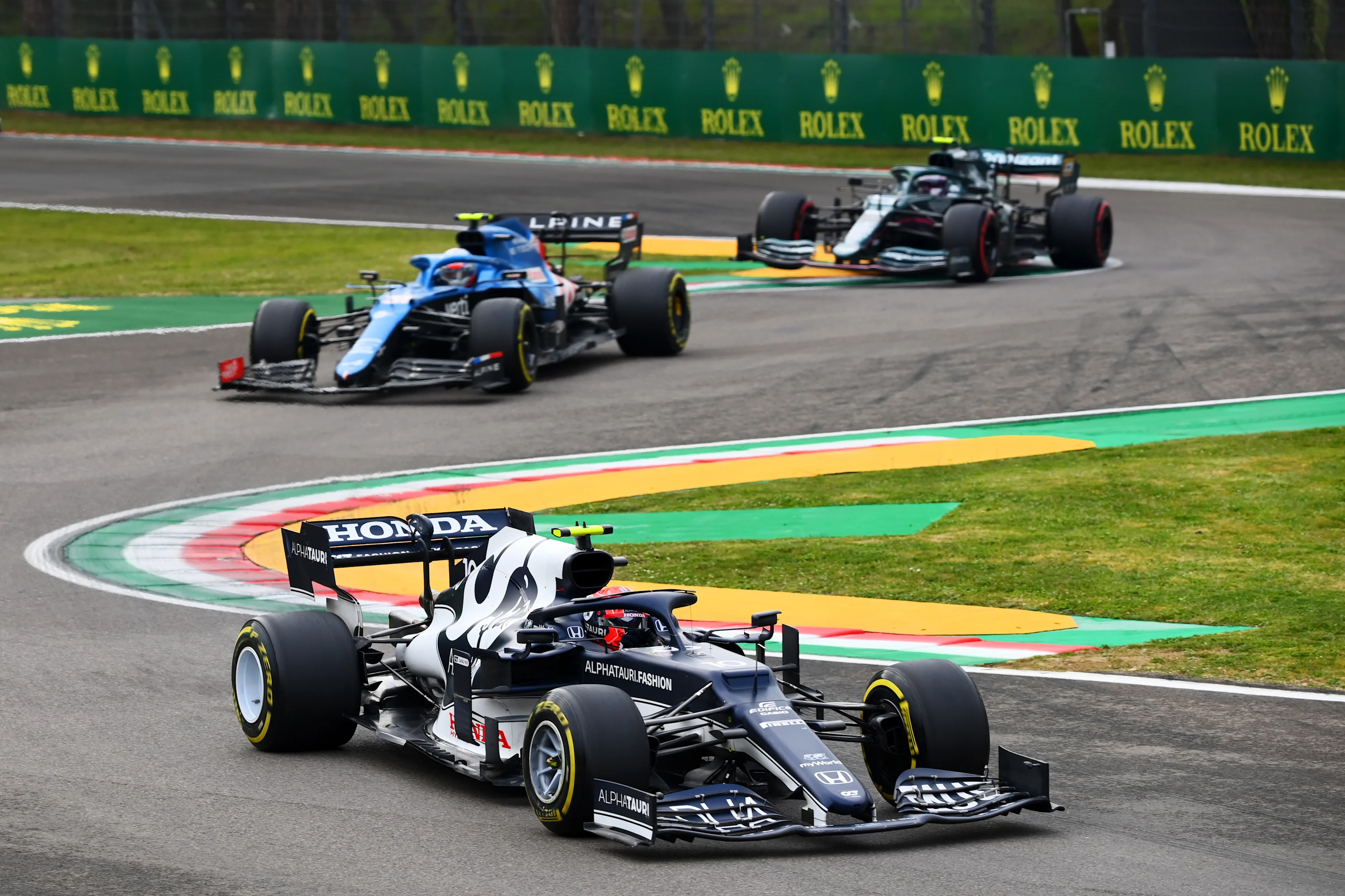 IMOLA, ITALY - APRIL 18: Pierre Gasly of France driving the (10) Scuderia AlphaTauri AT02 Honda