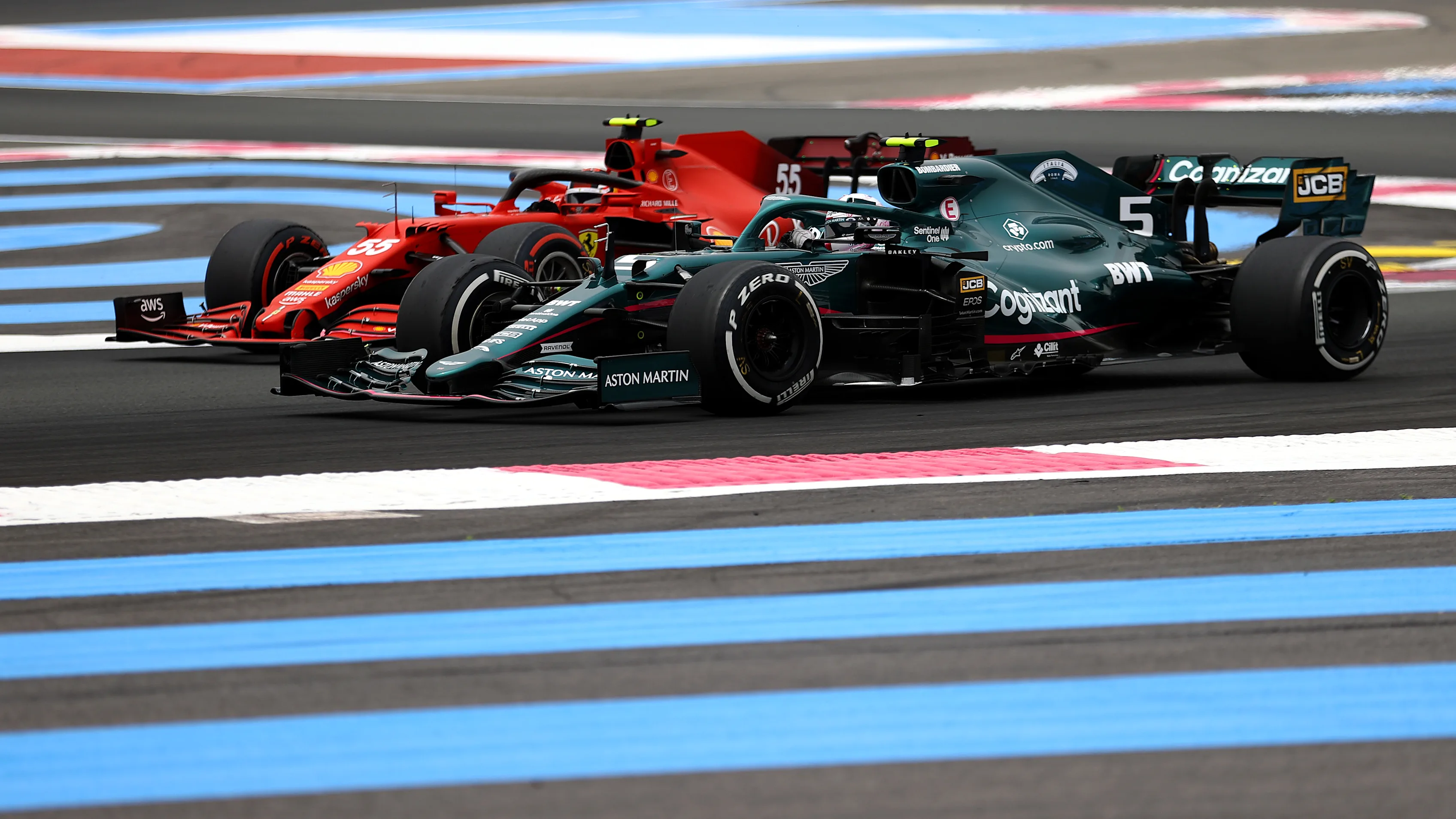 LE CASTELLET, FRANCE - JUNE 19: Carlos Sainz of Spain driving the (55) Scuderia Ferrari SF21 and