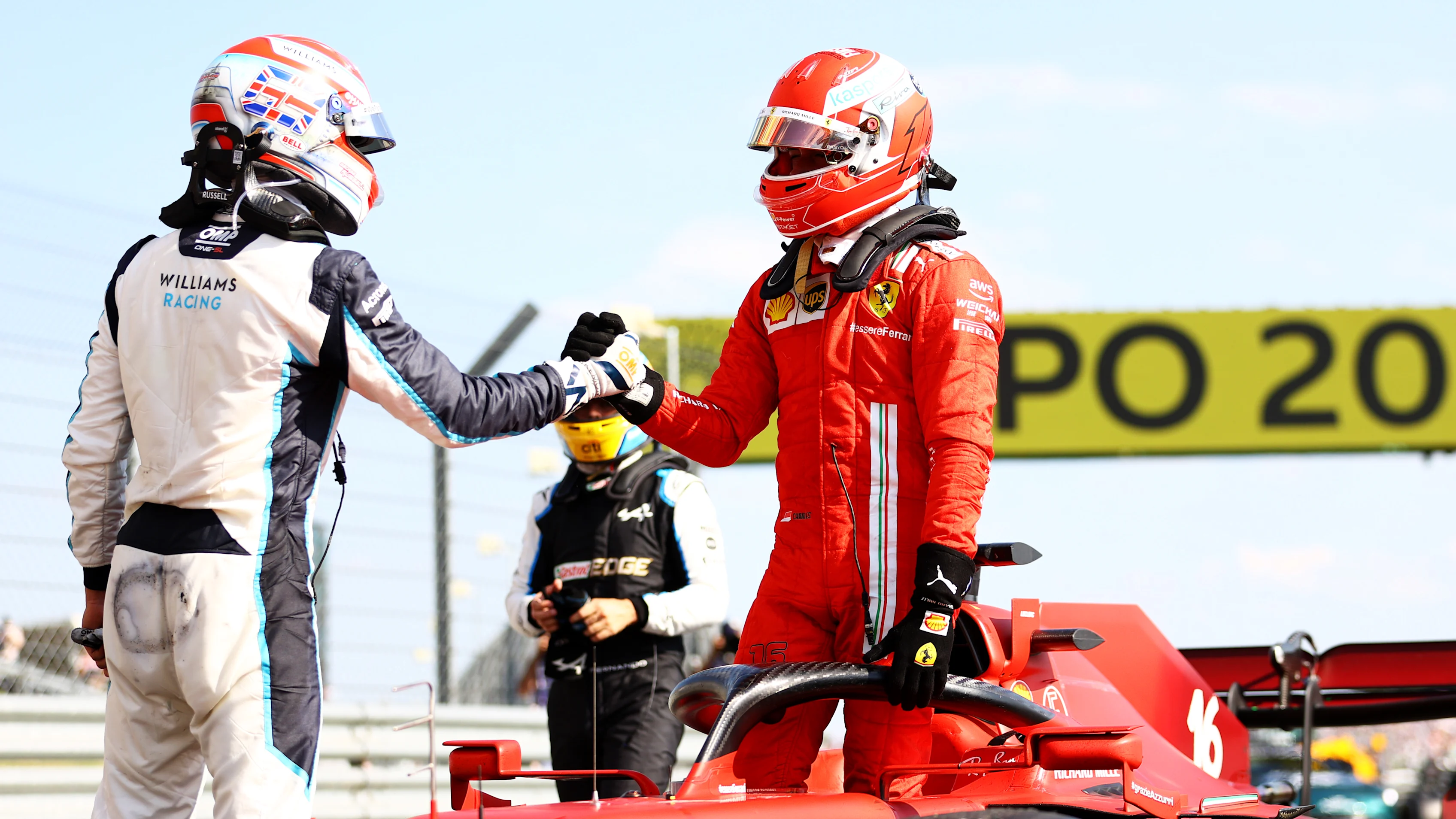 NORTHAMPTON, ENGLAND - JULY 18: Second placed Charles Leclerc of Monaco and Ferrari is