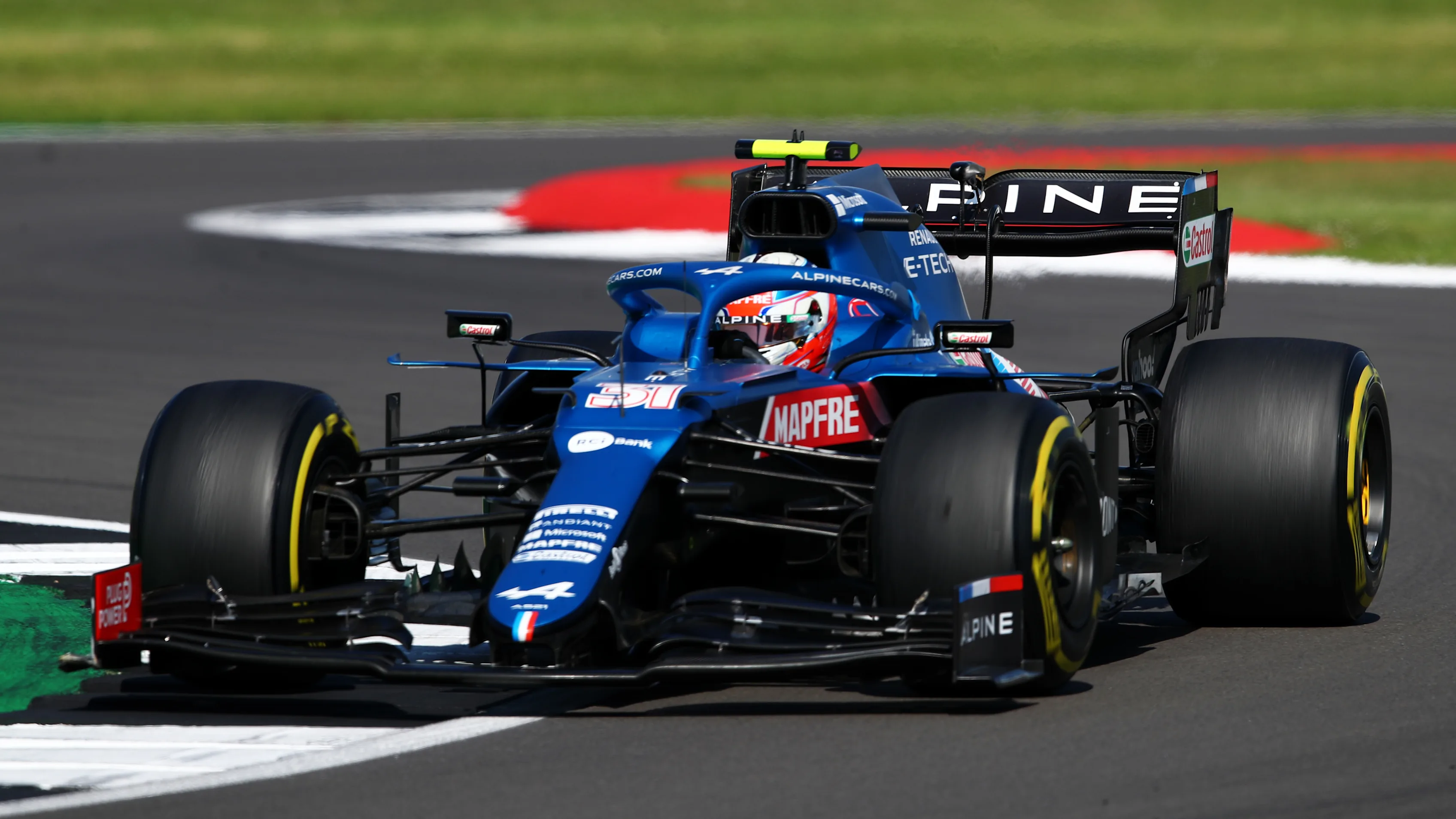 NORTHAMPTON, ENGLAND - JULY 18: Esteban Ocon of France driving the (31) Alpine A521 Renault during