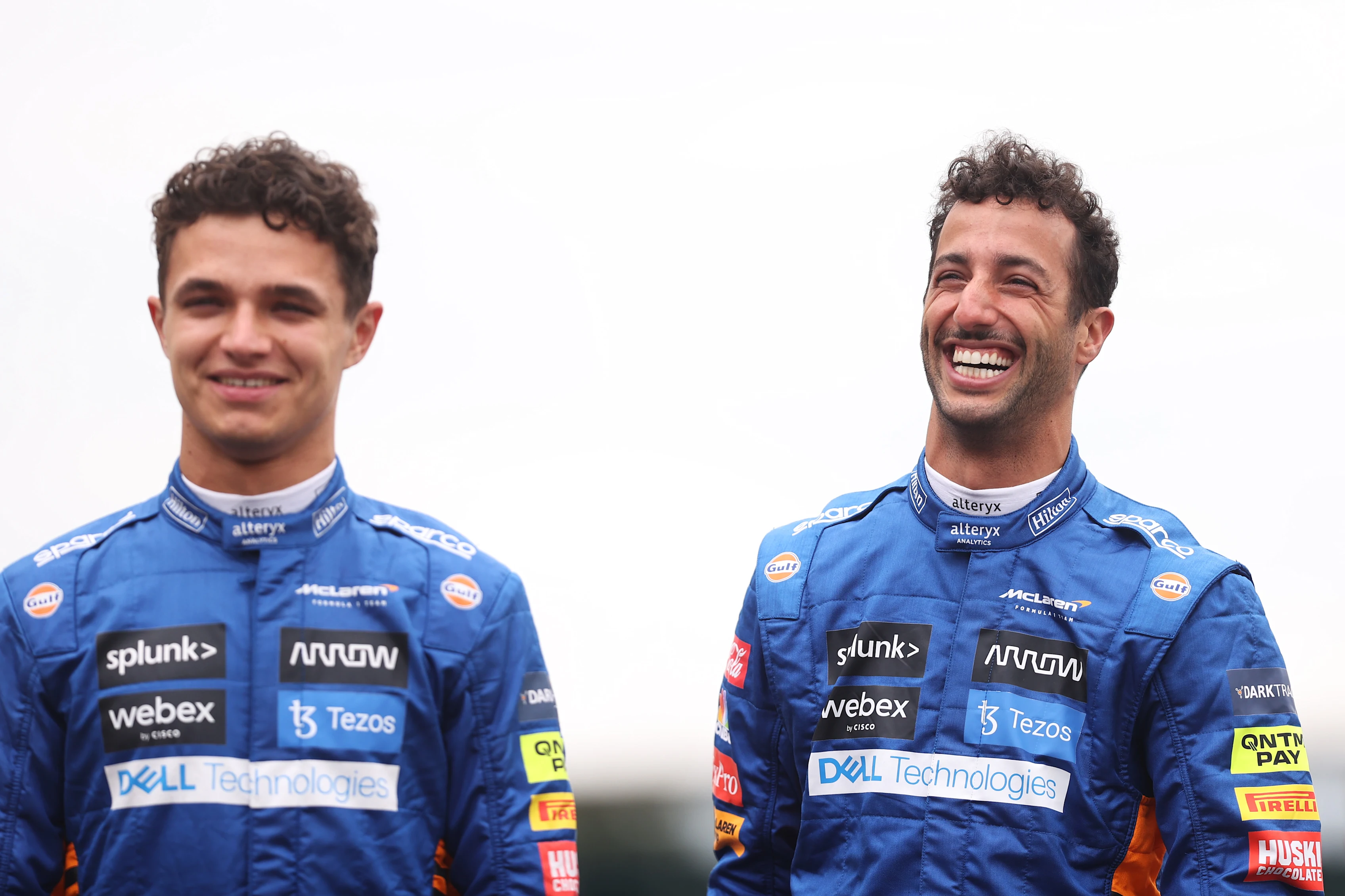 NORTHAMPTON, ENGLAND - JULY 15: Lando Norris of Great Britain and McLaren F1 and Daniel Ricciardo