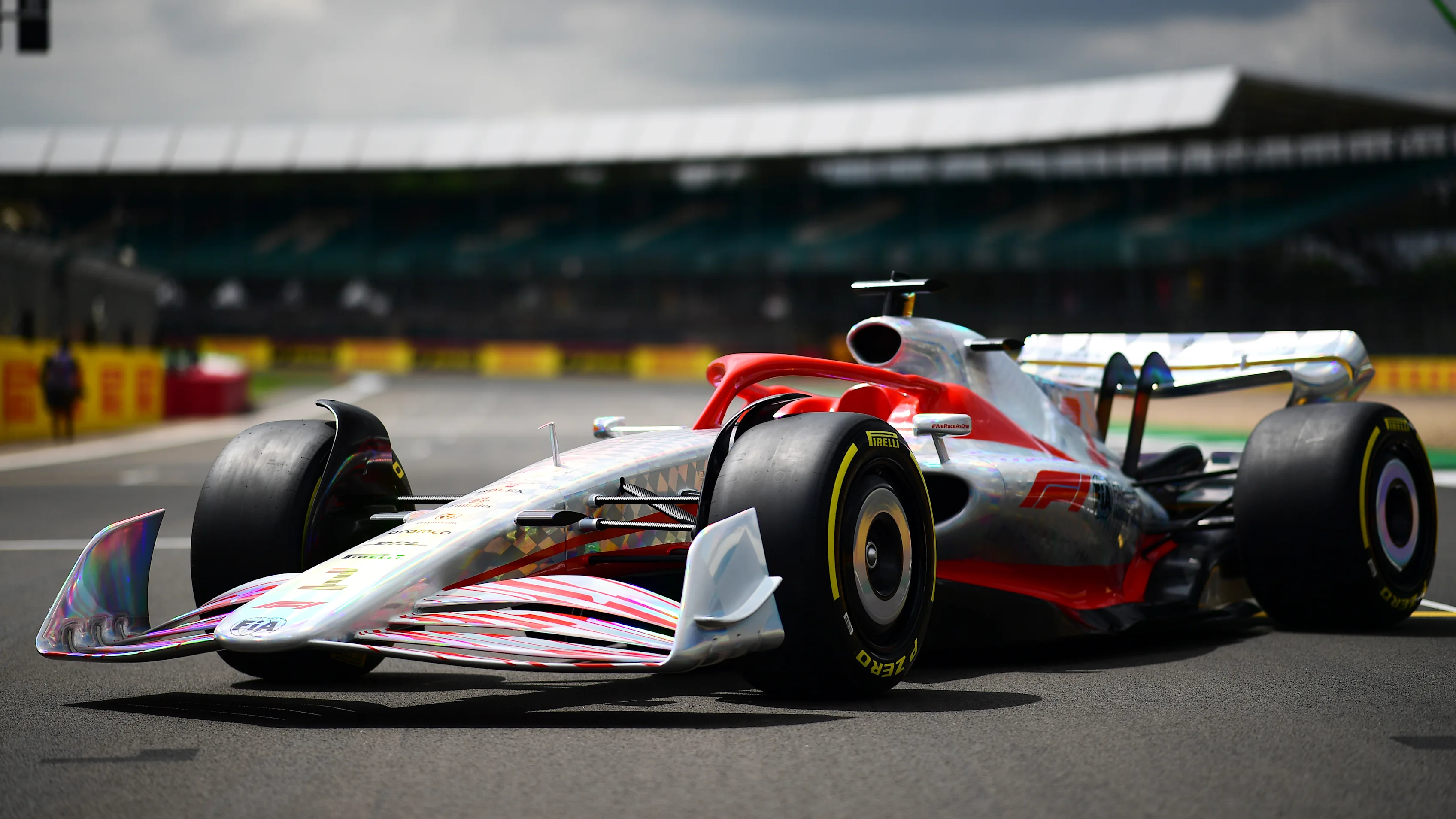 NORTHAMPTON, ENGLAND - JULY 15: A detail shot as the prototype for the 2022 F1 season is unveiled