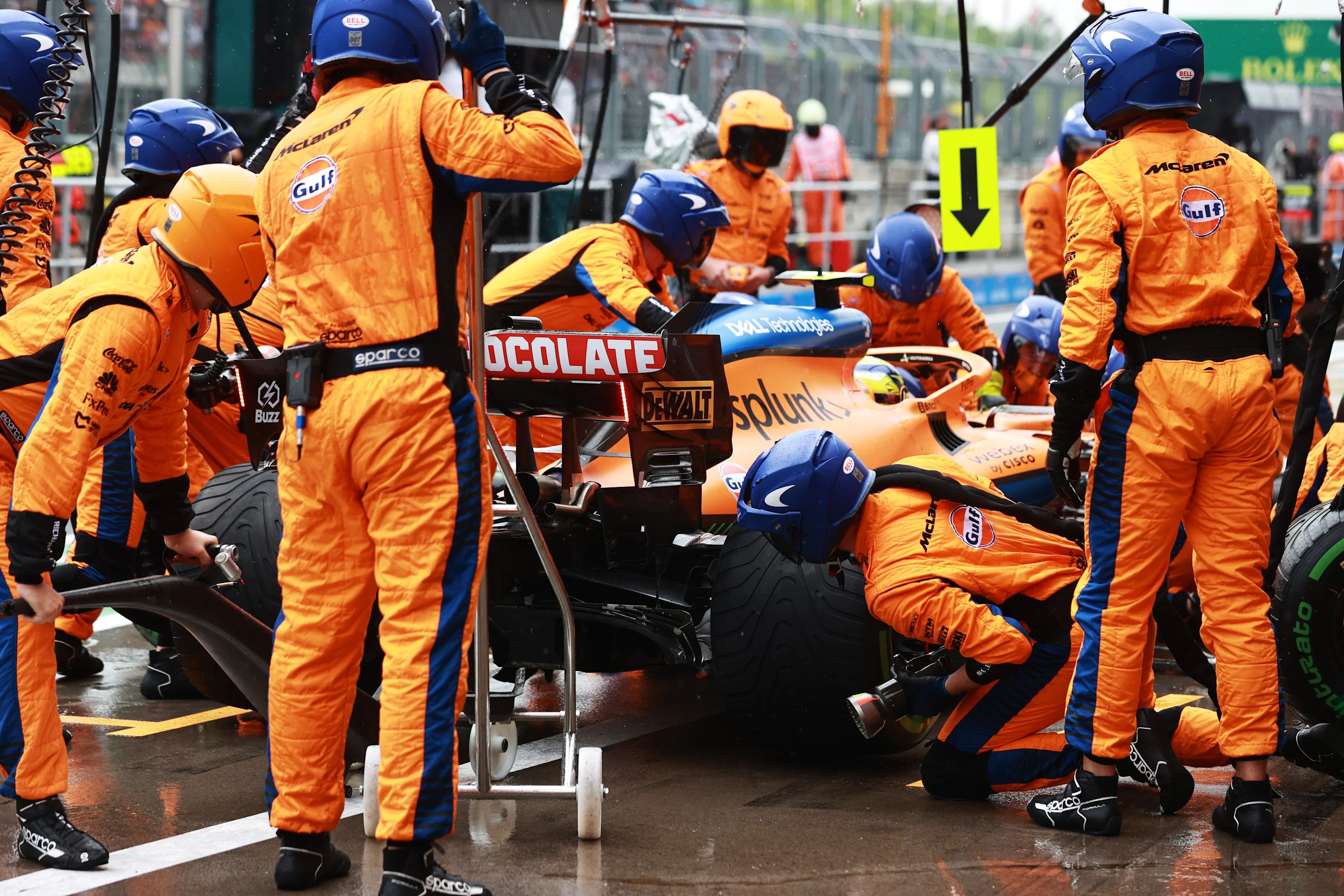 BUDAPEST, HUNGARY - AUGUST 01: Lando Norris of Great Britain driving the (4) McLaren F1 Team MCL35M