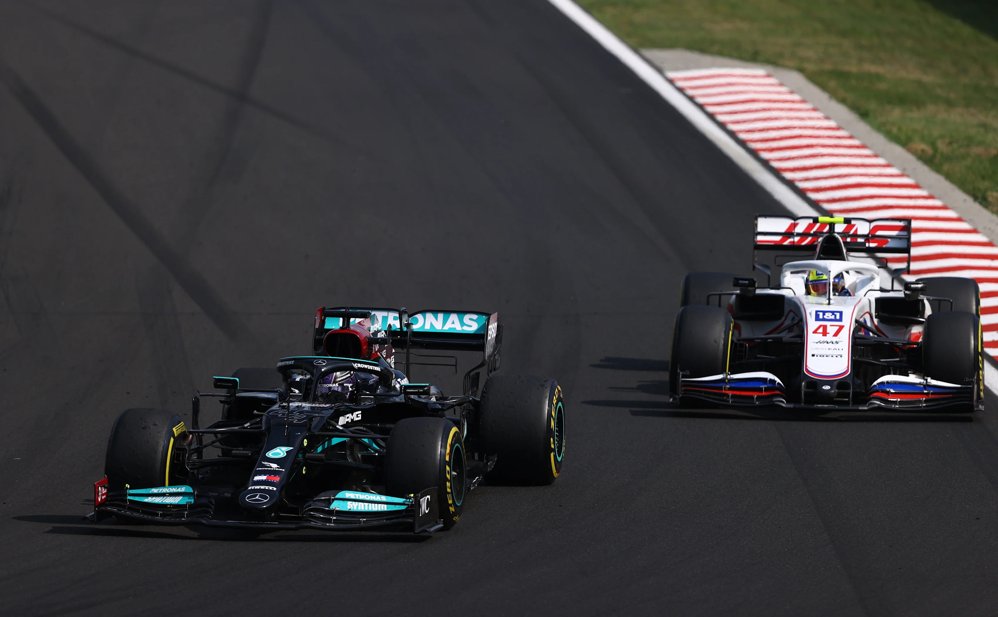BUDAPEST, HUNGARY - AUGUST 01: Lewis Hamilton of Great Britain driving the (44) Mercedes AMG