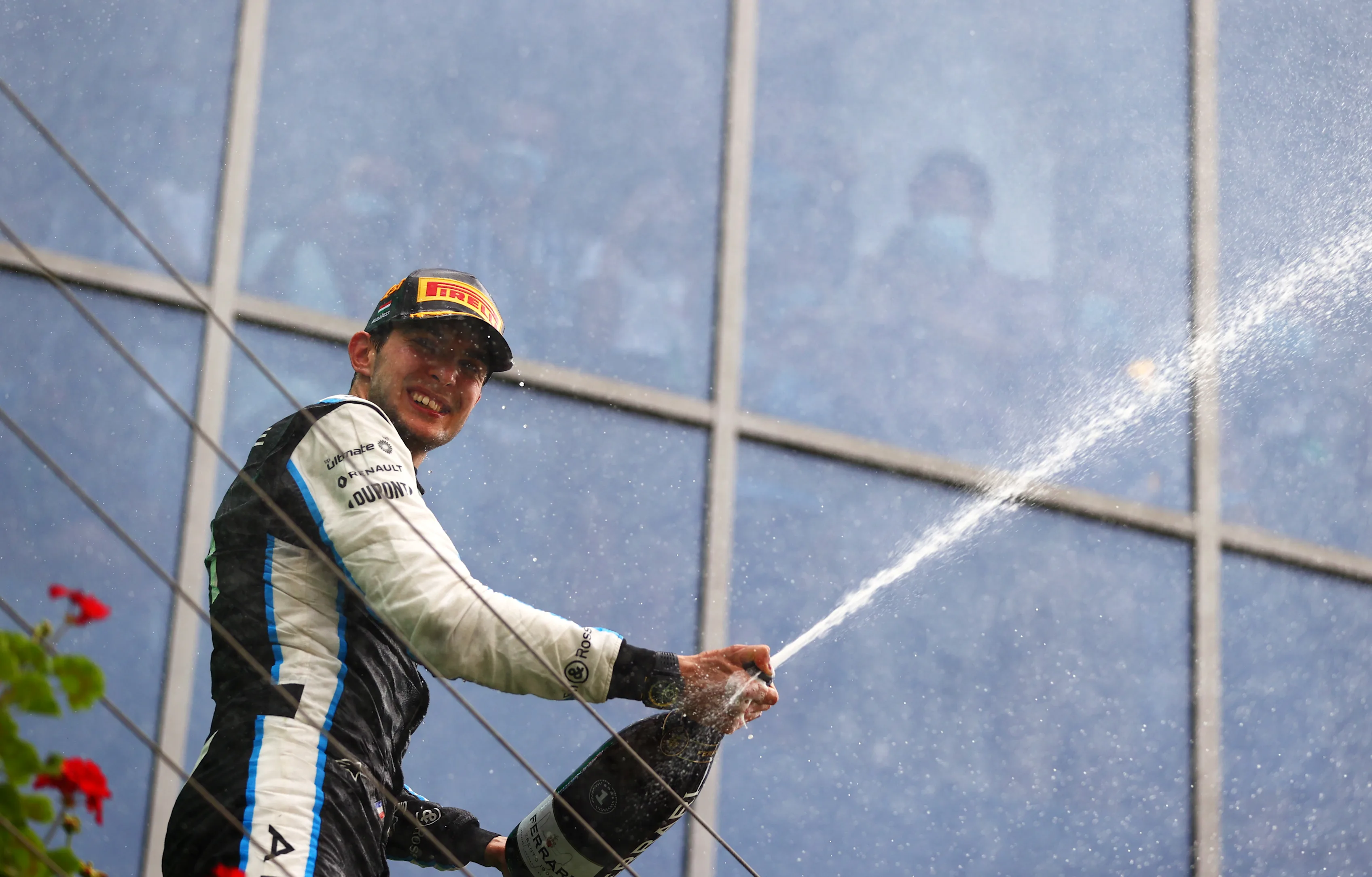 BUDAPEST, HUNGARY - AUGUST 01: Race winner Esteban Ocon of France and Alpine F1 Team celebrates on