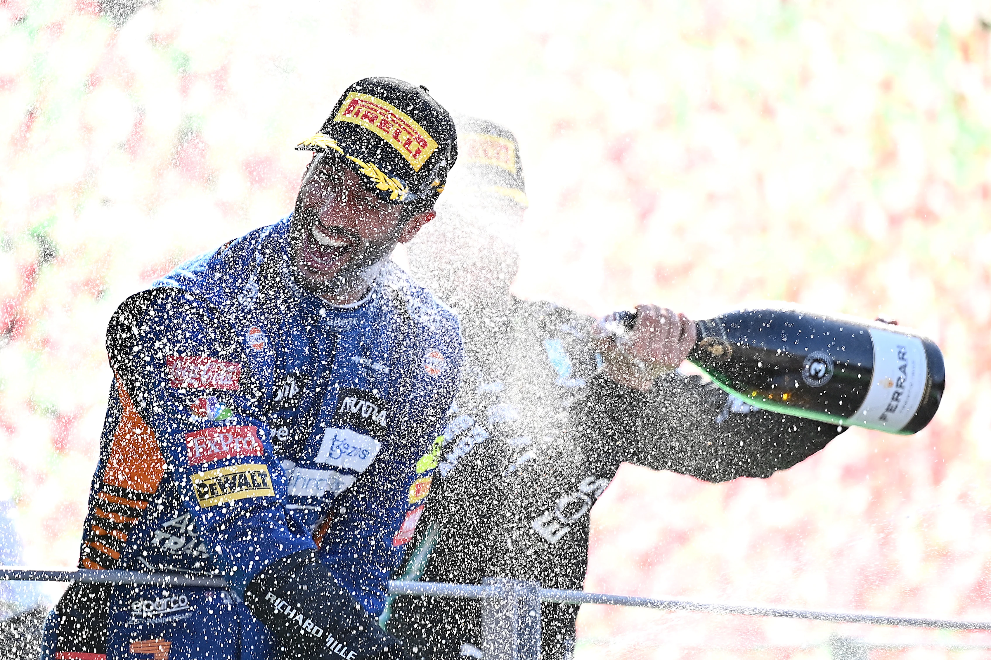 MONZA, ITALY - SEPTEMBER 12: Race winner Daniel Ricciardo of Australia and McLaren F1 celebrates