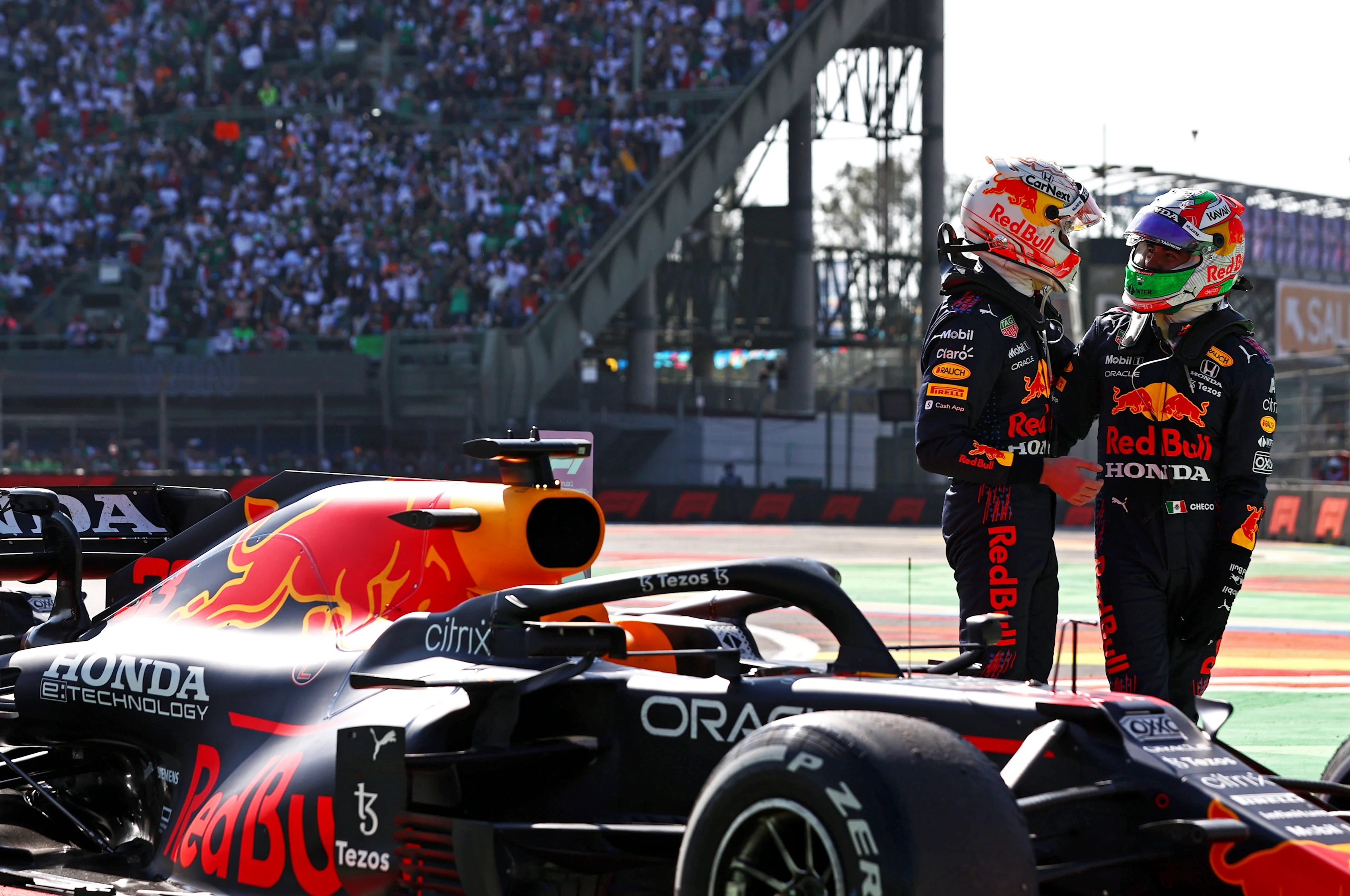 MEXICO CITY, MEXICO - NOVEMBER 07: Race winner Max Verstappen of Netherlands and Red Bull Racing