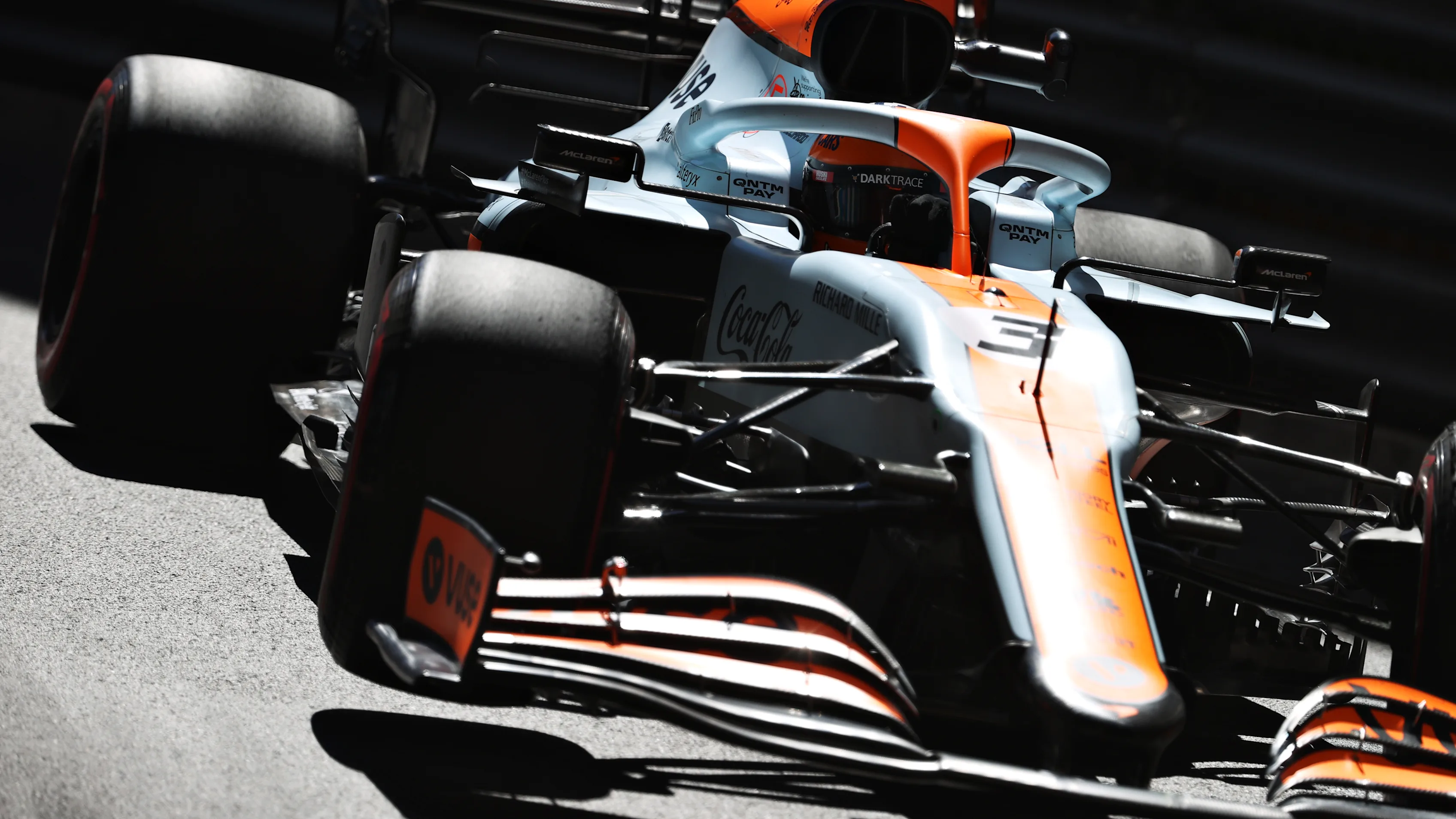 MONTE-CARLO, MONACO - MAY 20: Daniel Ricciardo of Australia driving the (3) McLaren F1 Team MCL35M Mercedes during practice ahead of the F1 Grand Prix of Monaco at Circuit de Monaco on May 20, 2021 in Monte-Carlo, Monaco. (Photo by Clive Rose - Formula 1/Formula 1 via Getty Images)