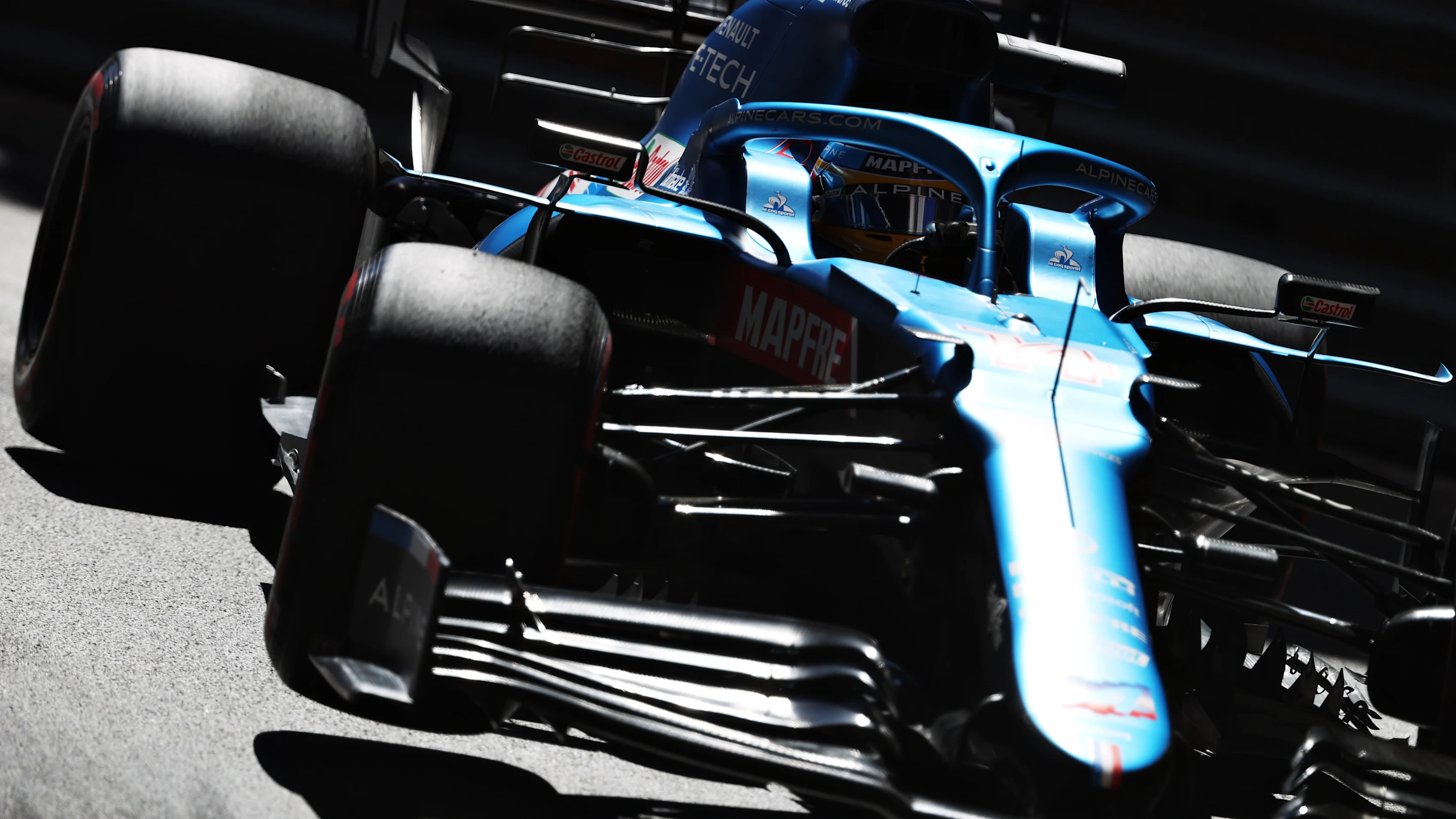 MONTE-CARLO, MONACO - MAY 20: Fernando Alonso of Spain driving the (14) Alpine A521 Renault during