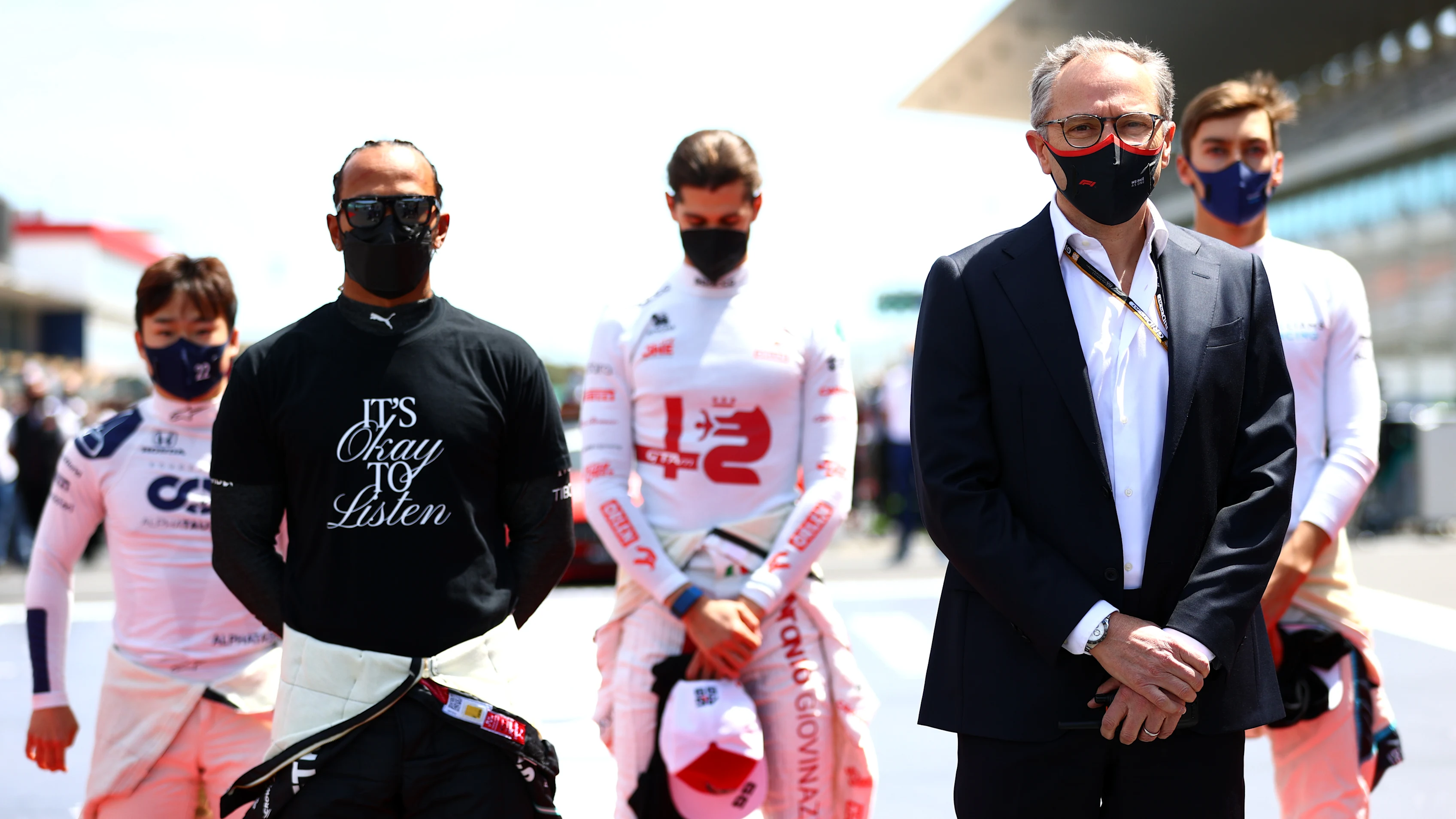 PORTIMAO, PORTUGAL - MAY 02: Lewis Hamilton of Great Britain and Mercedes GP and Stefano