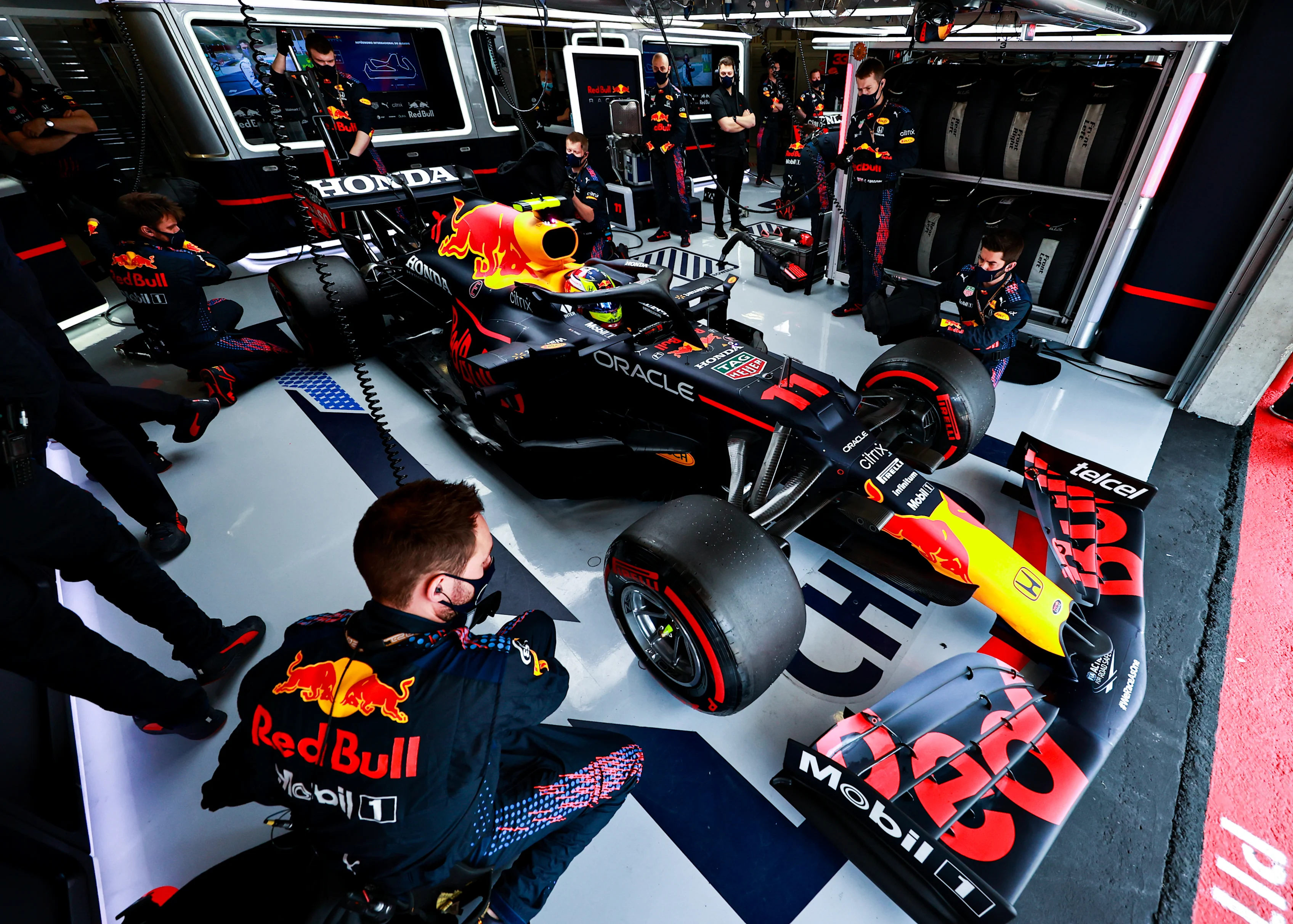 PORTIMAO, PORTUGAL - MAY 02: Sergio Perez of Mexico and Red Bull Racing prepares to drive in the
