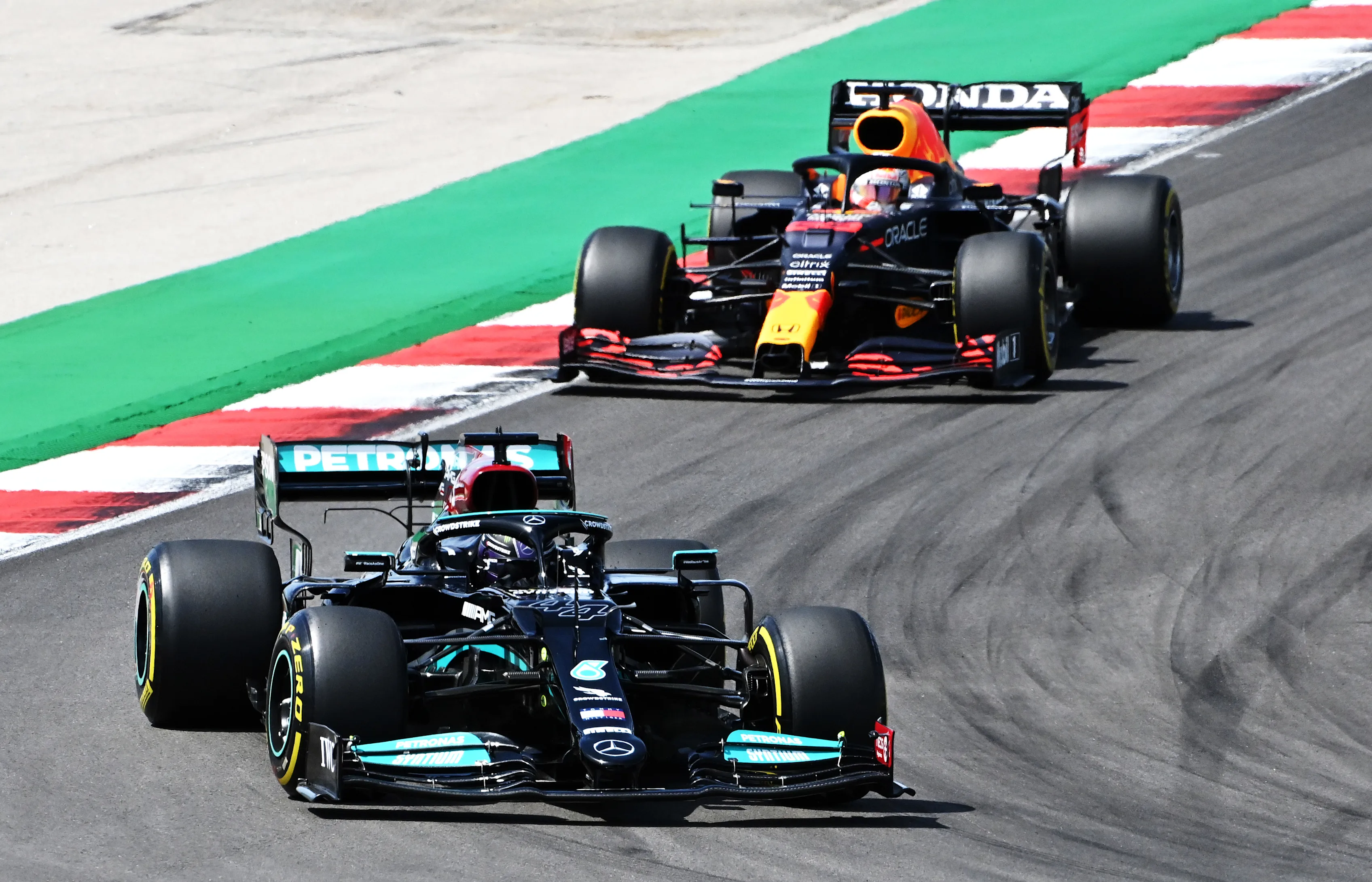 PORTIMAO, PORTUGAL - MAY 02: Lewis Hamilton of Great Britain driving the (44) Mercedes AMG Petronas