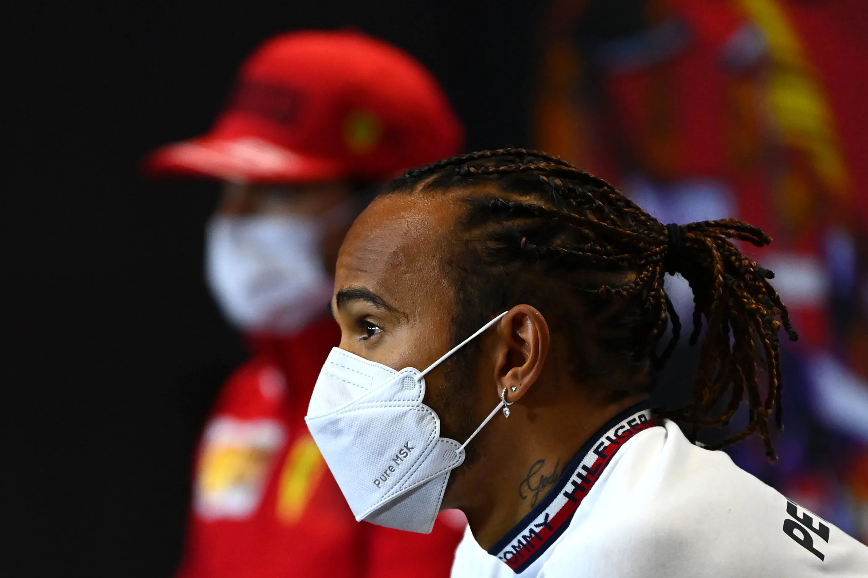 PORTIMAO, PORTUGAL - APRIL 29: Lewis Hamilton of Great Britain and Mercedes GP talks in the Drivers