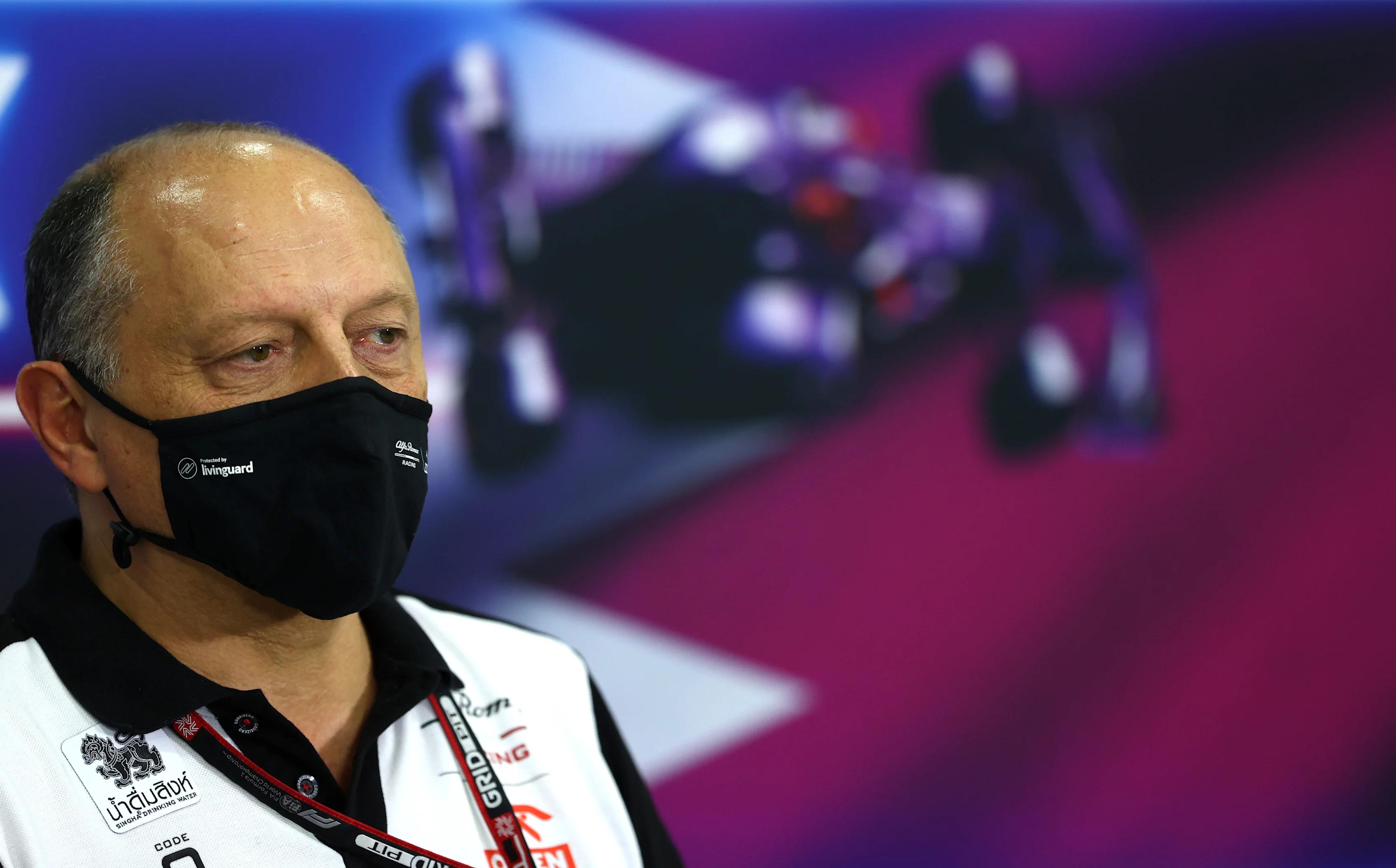DOHA, QATAR - NOVEMBER 19: Alfa Romeo Racing Team Principal Frederic Vasseur talks in the Team