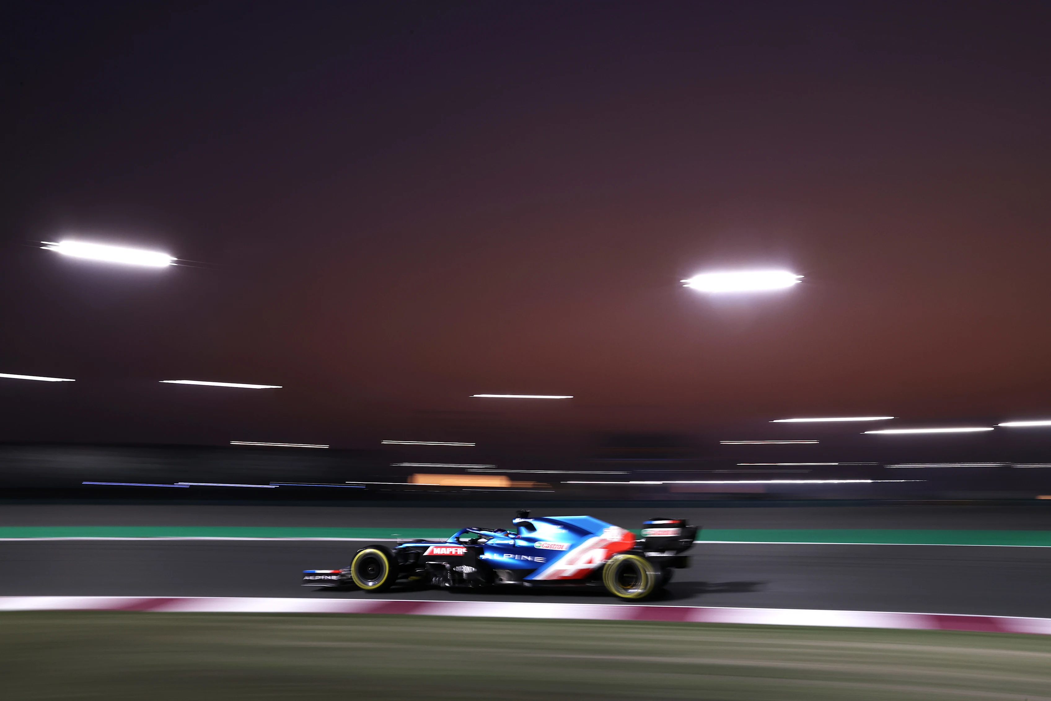 DOHA, QATAR - NOVEMBER 19: Fernando Alonso of Spain driving the (14) Alpine A521 Renault during