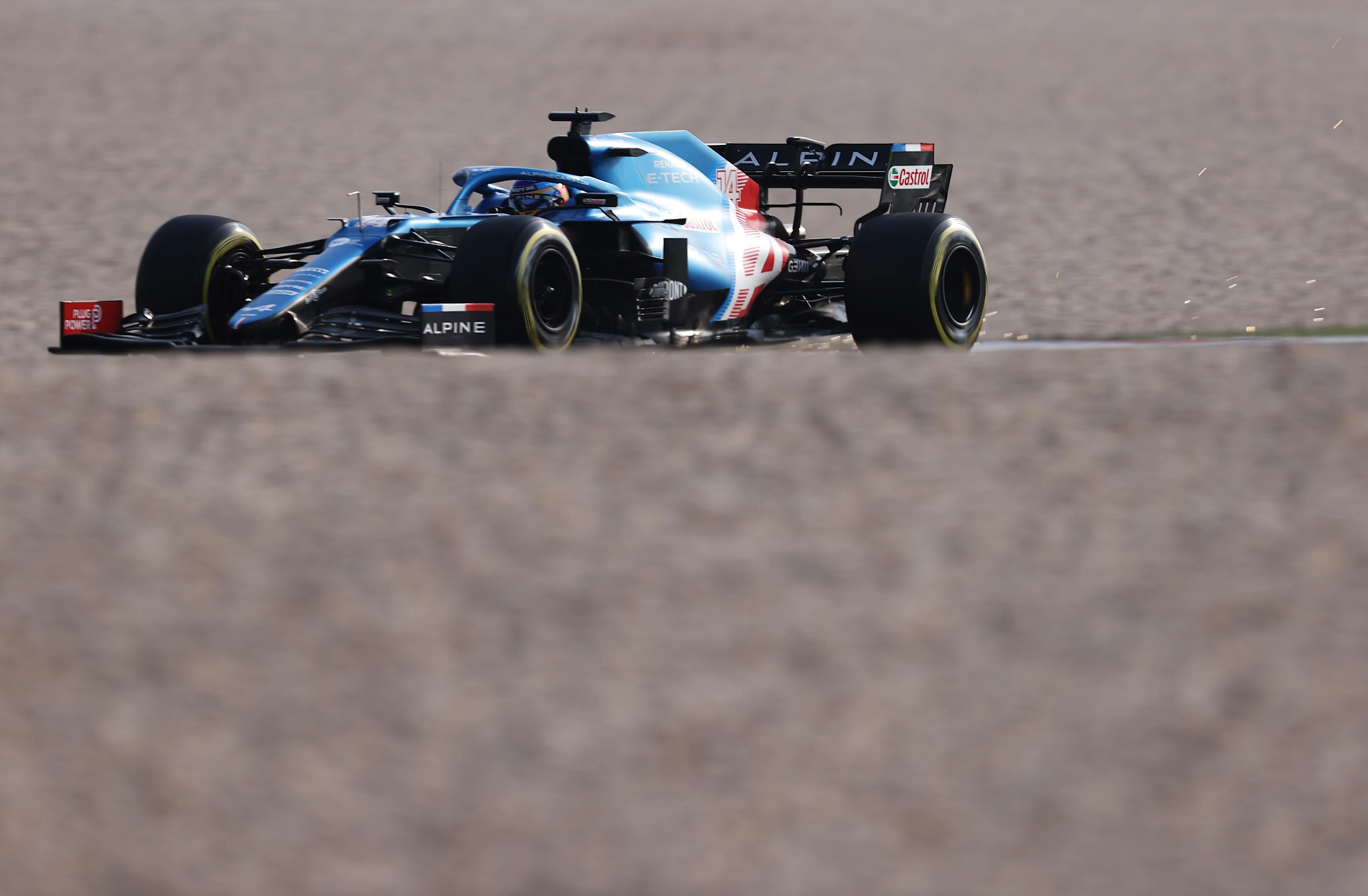 DOHA, QATAR - NOVEMBER 20: Fernando Alonso of Spain driving the (14) Alpine A521 Renault during final practice ahead of the F1 Grand Prix of Qatar at Losail International Circuit on November 20, 2021 in Doha, Qatar. (Photo by Lars Baron/Getty Images)