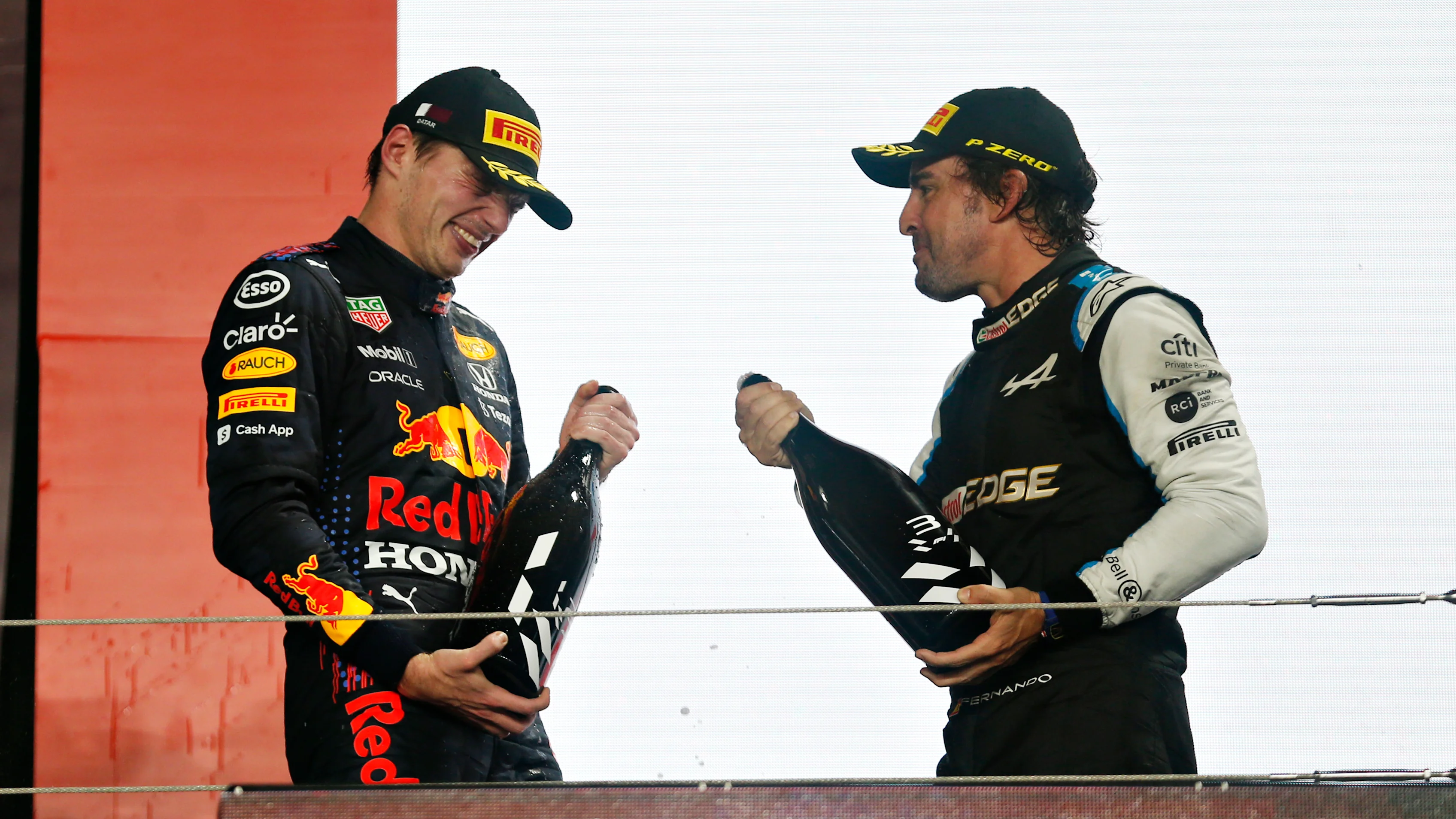 DOHA, QATAR - NOVEMBER 21: Second placed Max Verstappen of Netherlands and Red Bull Racing and