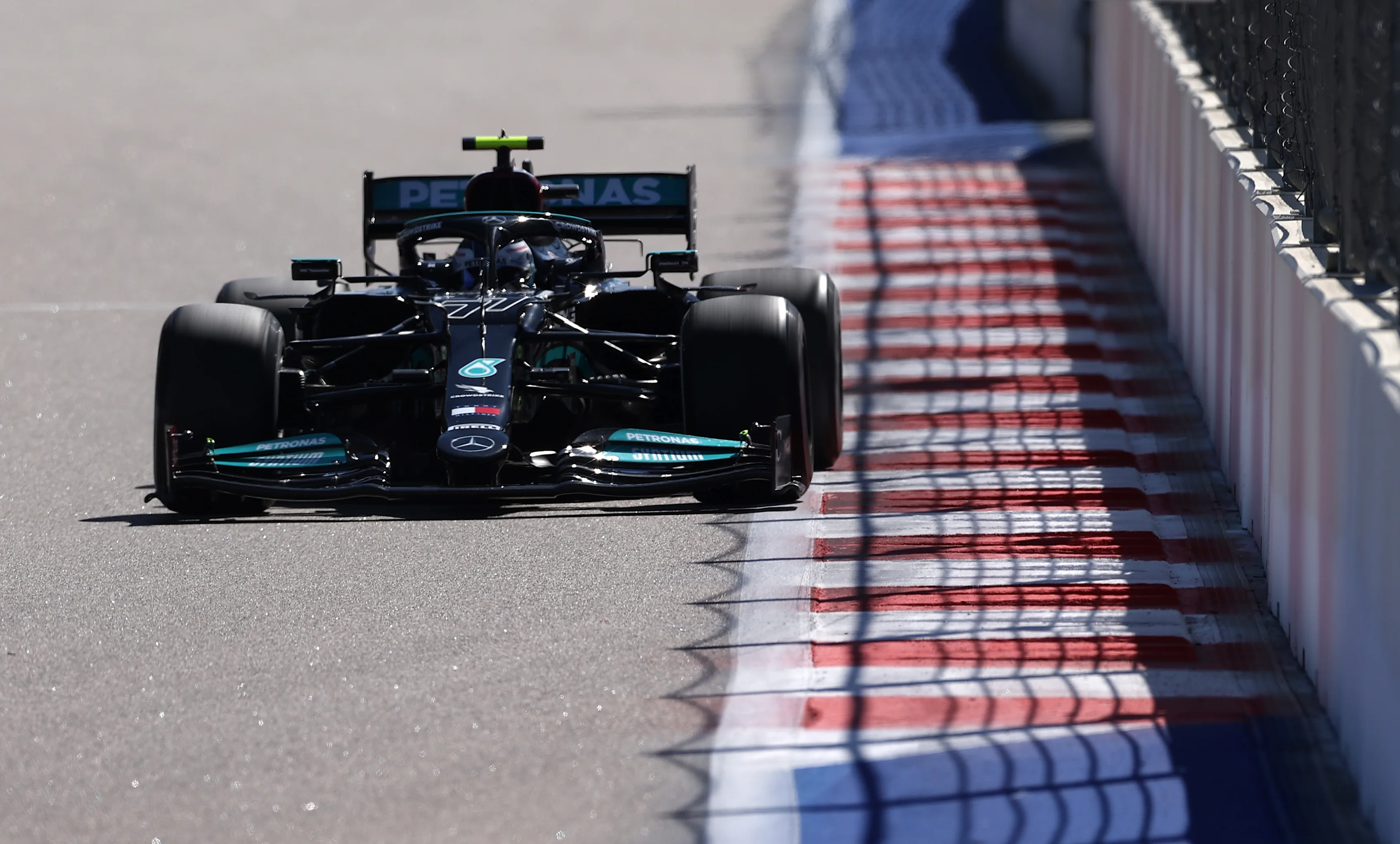 SOCHI, RUSSIA - SEPTEMBER 24: Valtteri Bottas of Finland driving the (77) Mercedes AMG Petronas F1