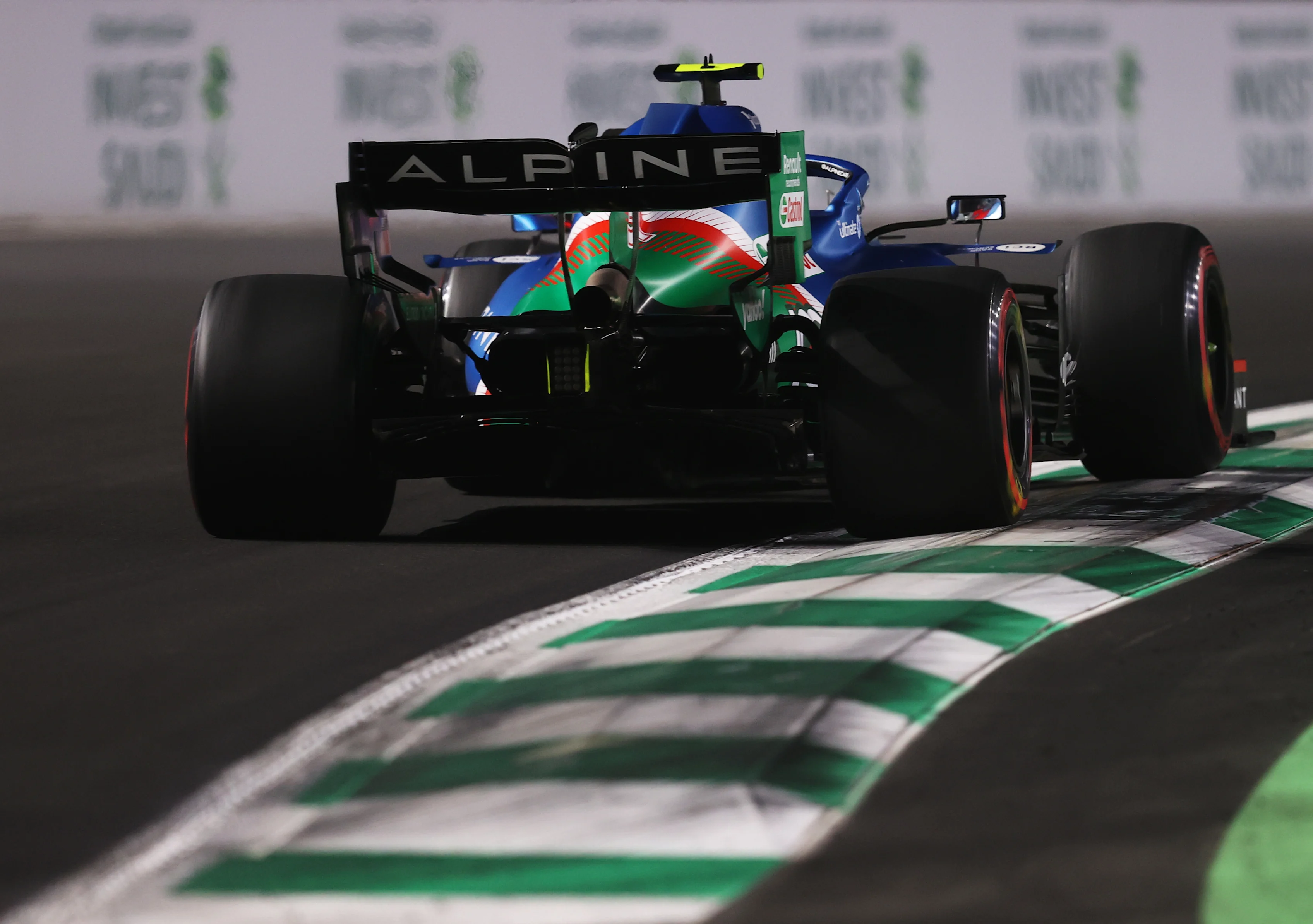 JEDDAH, SAUDI ARABIA - DECEMBER 04:  Esteban Ocon of France driving the (31) Alpine A521 Renault during final practice ahead of the F1 Grand Prix of Saudi Arabia at Jeddah Corniche Circuit on December 04, 2021 in Jeddah, Saudi Arabia. (Photo by Lars Baron/Getty Images)