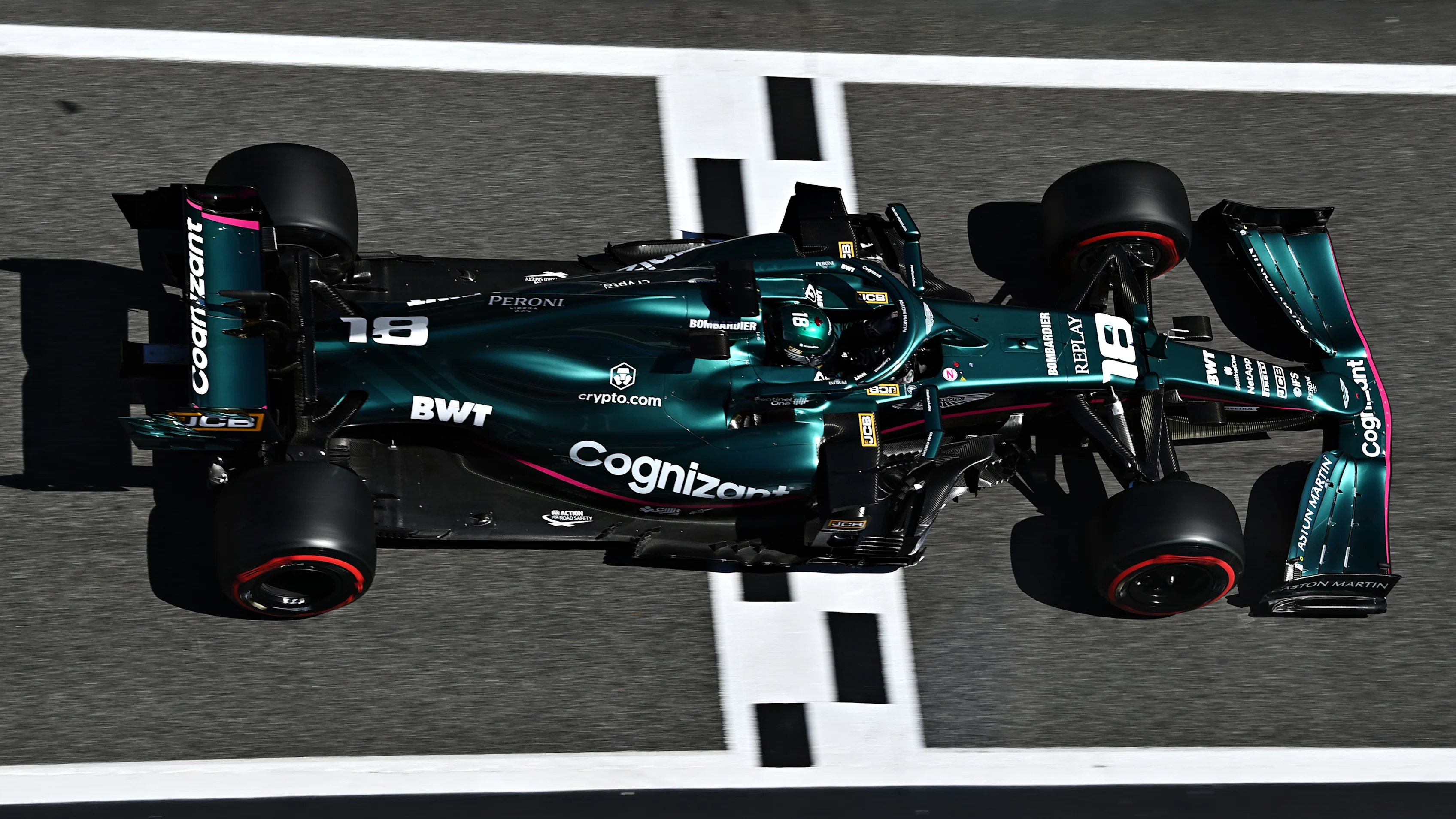 BARCELONA, SPAIN - MAY 08: Lance Stroll of Canada driving the (18) Aston Martin AMR21 Mercedes during qualifying for the F1 Grand Prix of Spain at Circuit de Barcelona-Catalunya on May 08, 2021 in Barcelona, Spain. (Photo by Clive Mason - Formula 1/Formula 1 via Getty Images)