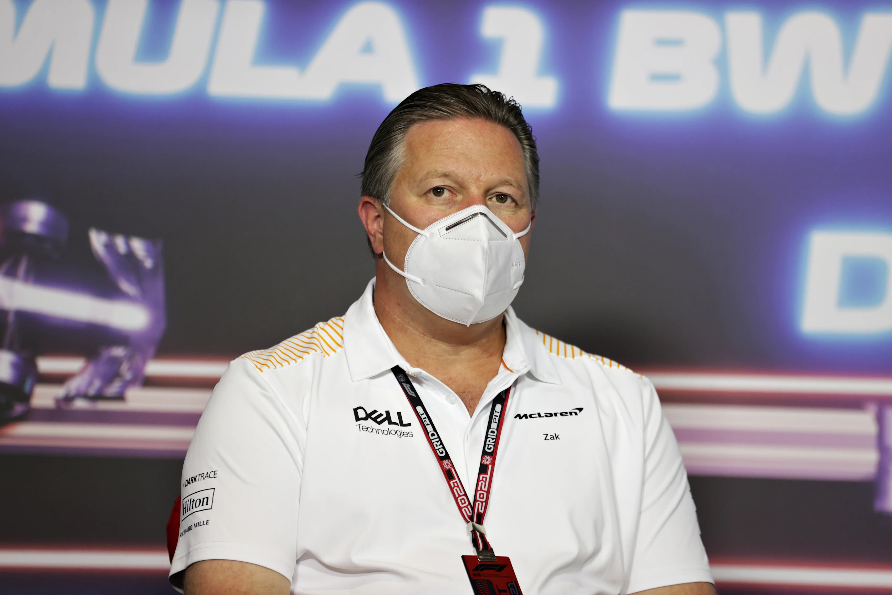 SPIELBERG, AUSTRIA - JUNE 25: McLaren Chief Executive Officer Zak Brown talks in a press conference during practice ahead of the F1 Grand Prix of Styria at Red Bull Ring on June 25, 2021 in Spielberg, Austria. (Photo by Bryn Lennon/Getty Images)