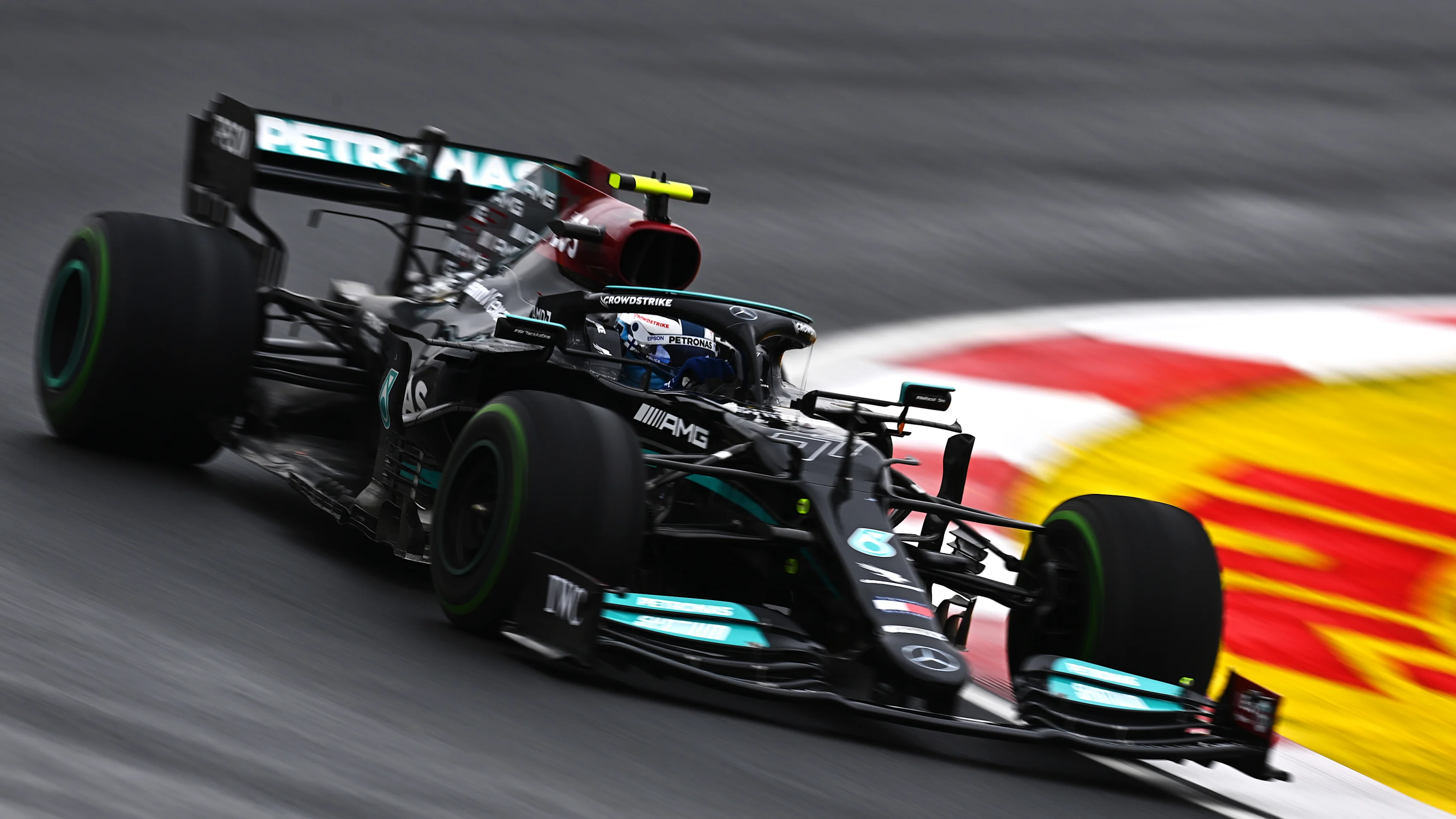 ISTANBUL, TURKEY - OCTOBER 10: Valtteri Bottas of Finland driving the (77) Mercedes AMG Petronas F1