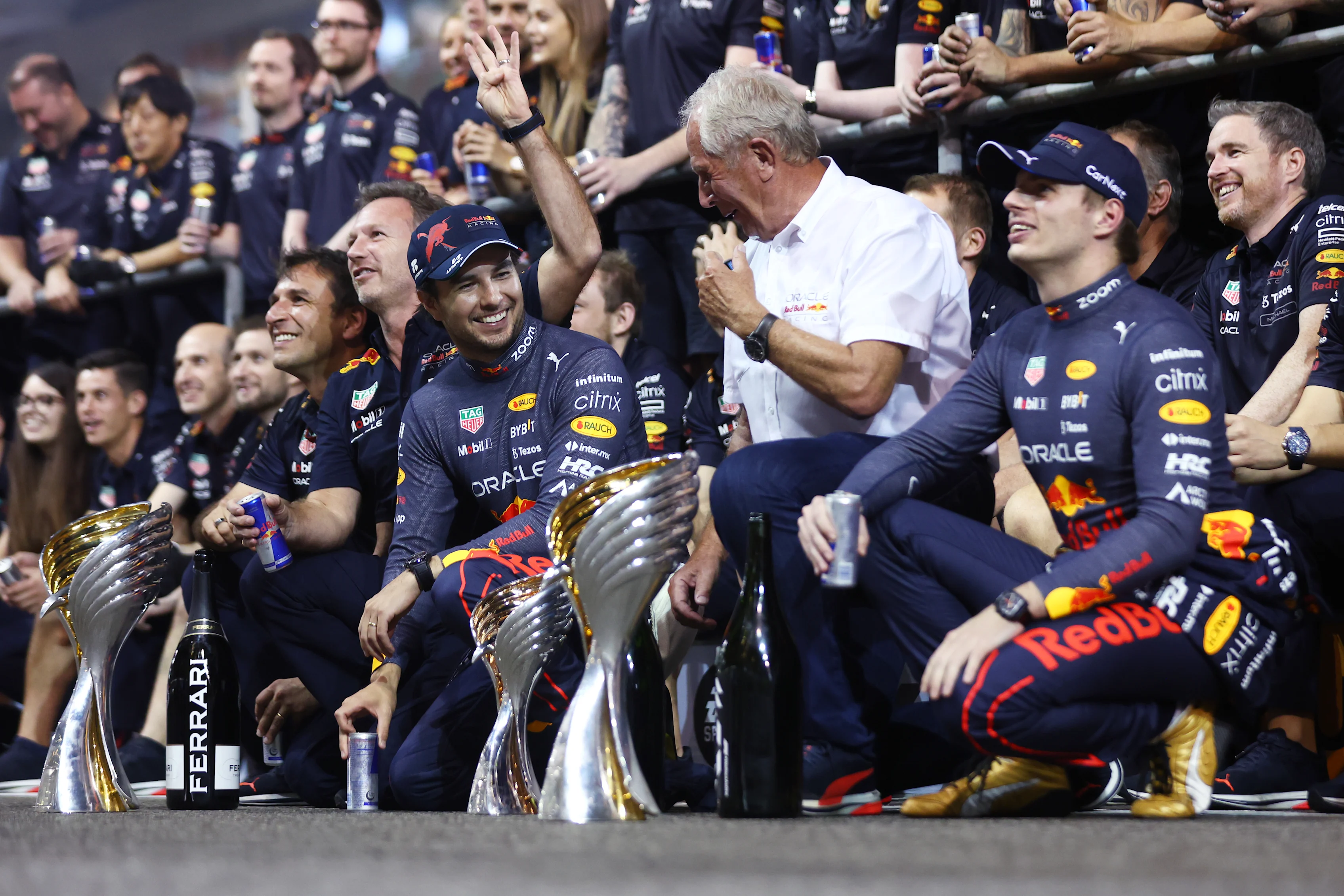 ABU DHABI, UNITED ARAB EMIRATES - NOVEMBER 20: Race Winner Max Verstappen of the Netherlands and