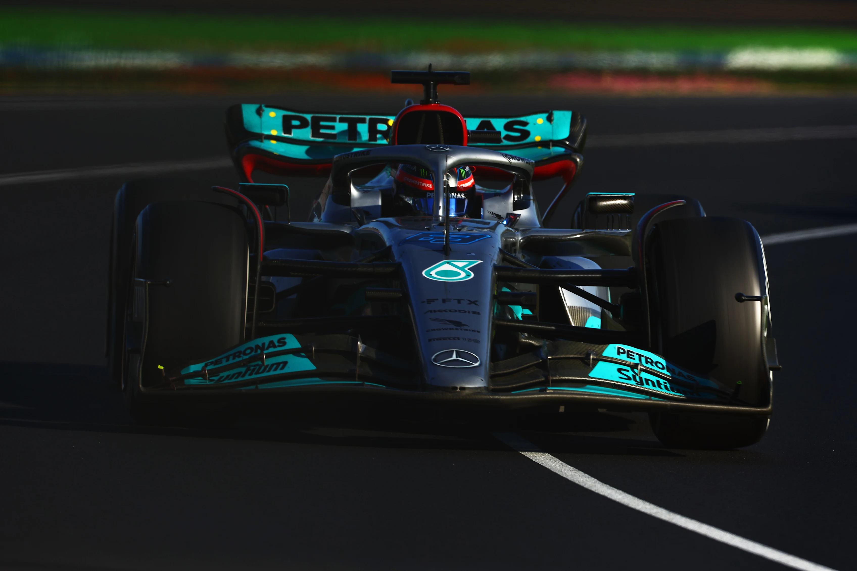 MELBOURNE, AUSTRALIA - APRIL 10: George Russell of Great Britain driving the (63) Mercedes AMG