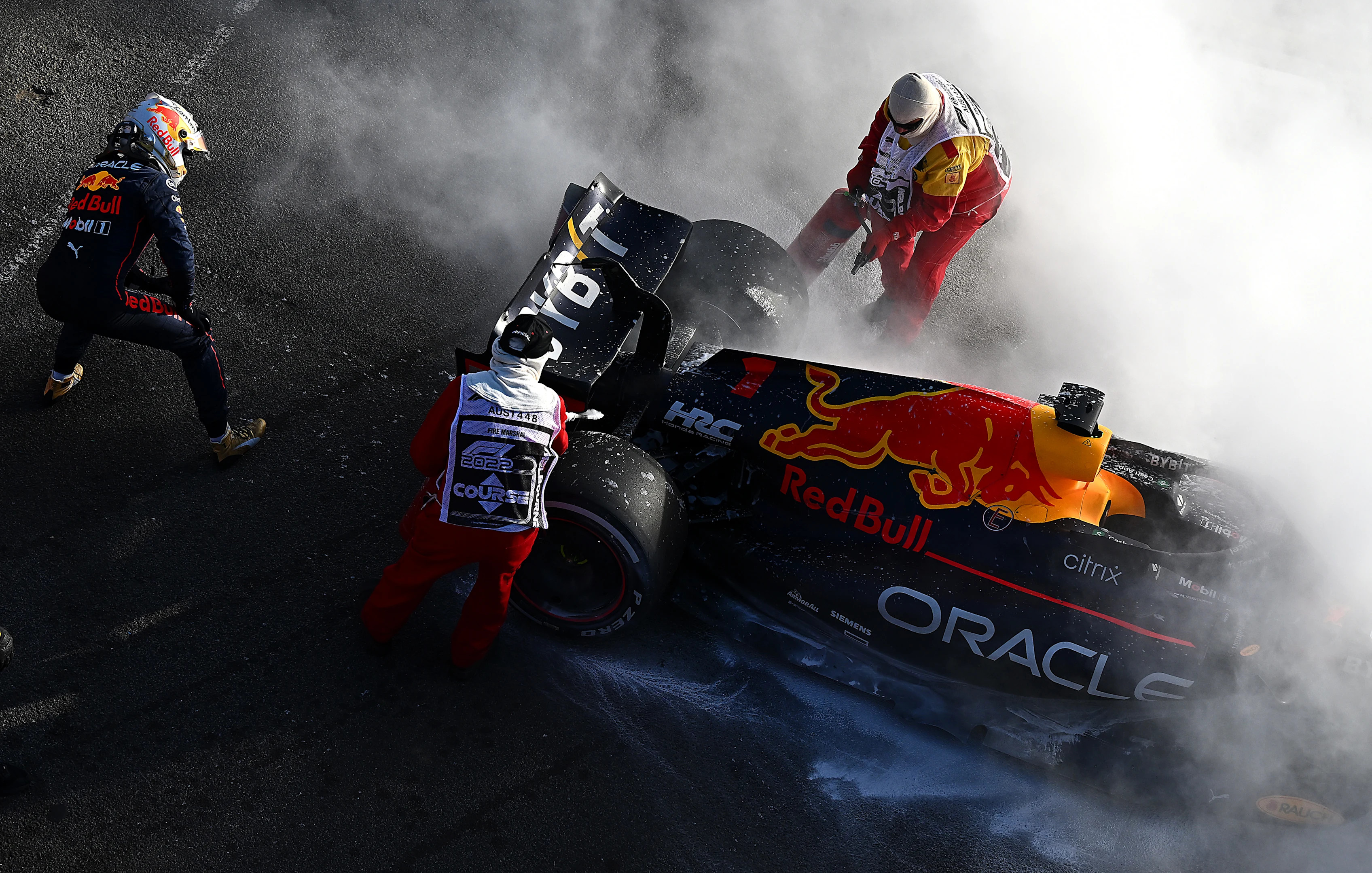 MELBOURNE, AUSTRALIA - APRIL 10: Max Verstappen of the Netherlands and Oracle Red Bull Racing walks