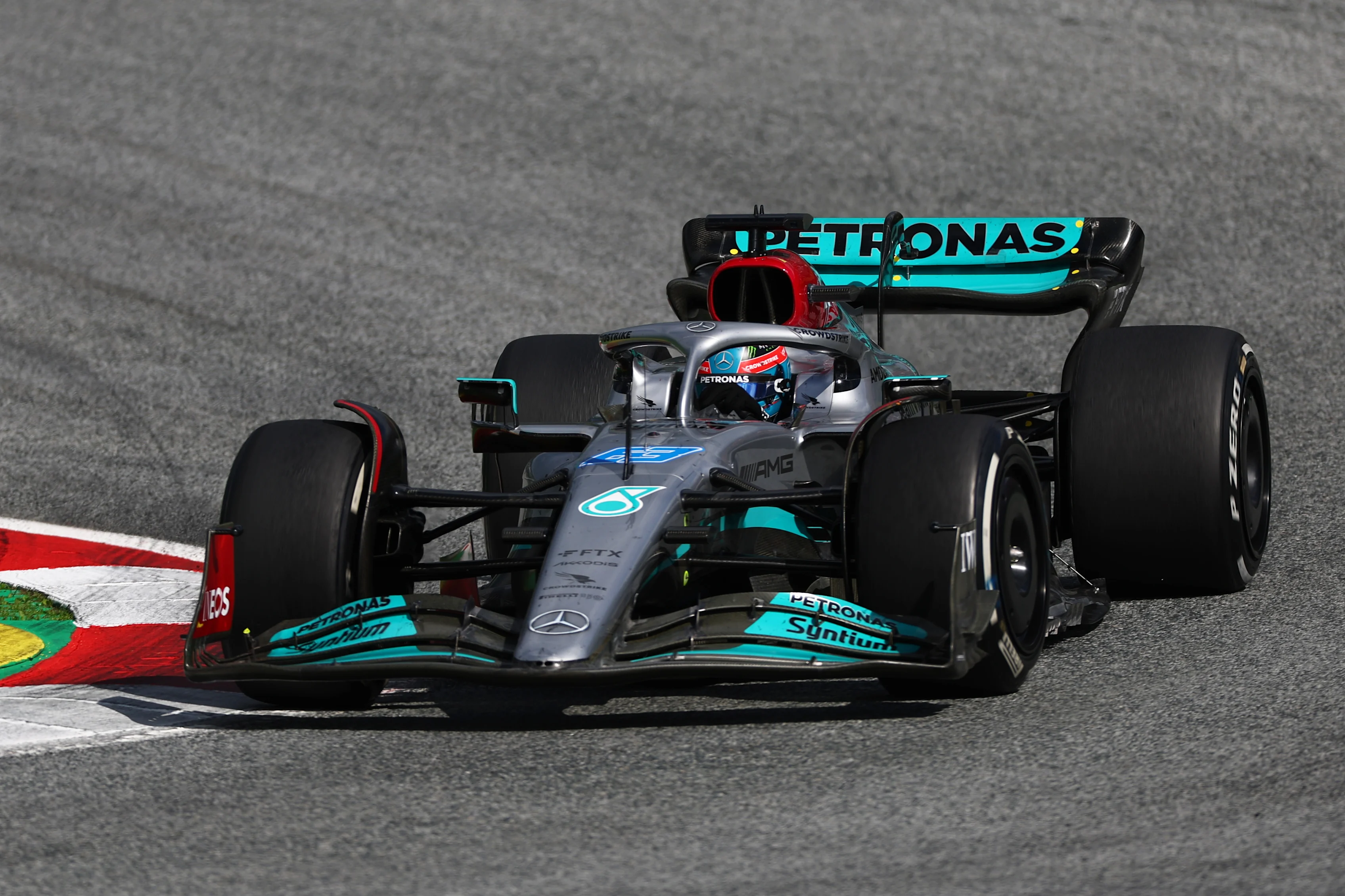 SPIELBERG, AUSTRIA - JULY 10: George Russell of Great Britain driving the (63) Mercedes AMG