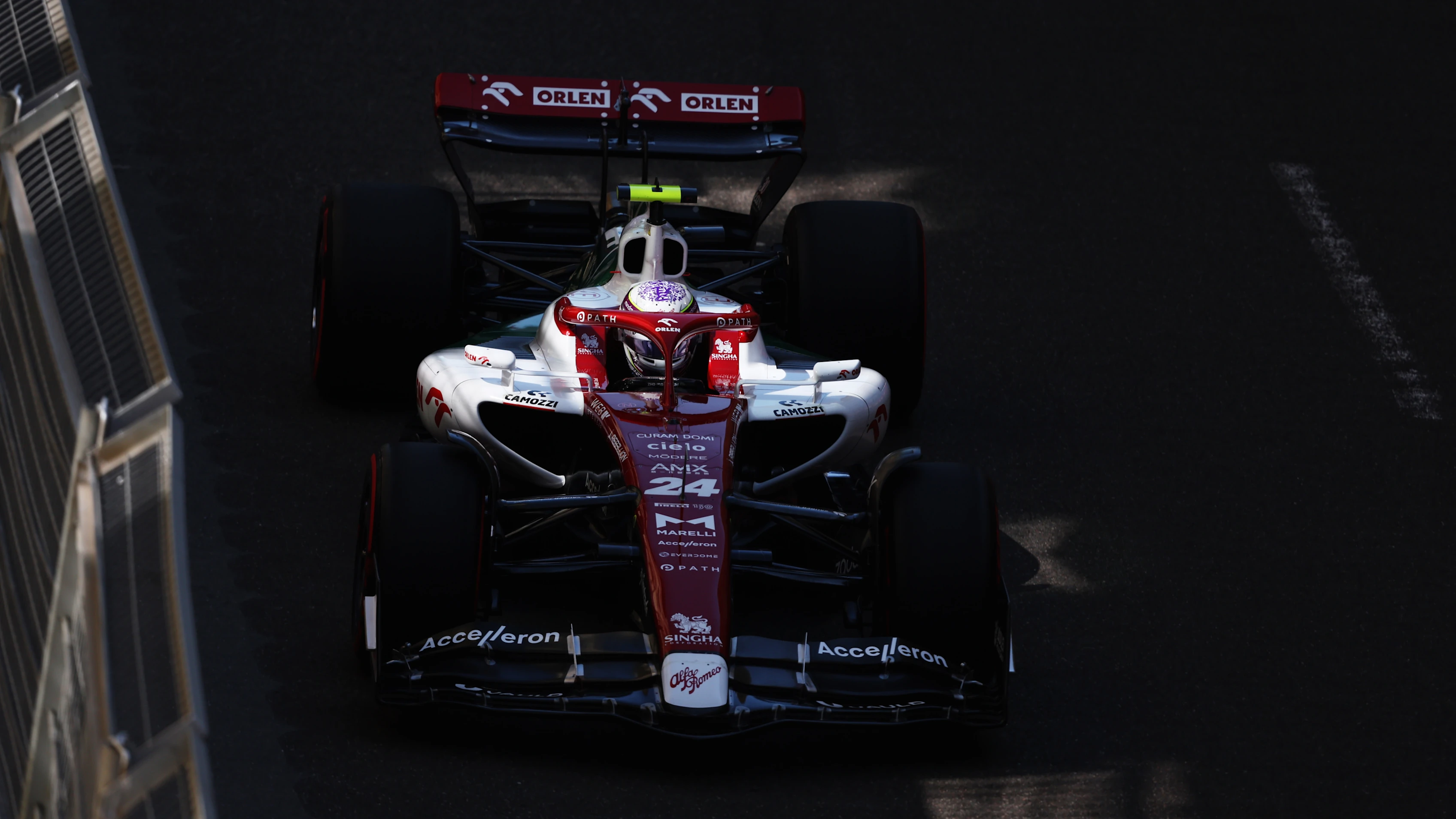 BAKU, AZERBAIJAN - JUNE 10: Zhou Guanyu of China driving the (24) Alfa Romeo F1 C42 Ferrari on track during practice ahead of the F1 Grand Prix of Azerbaijan at Baku City Circuit on June 10, 2022 in Baku, Azerbaijan. (Photo by Bryn Lennon - Formula 1/Formula 1 via Getty Images)