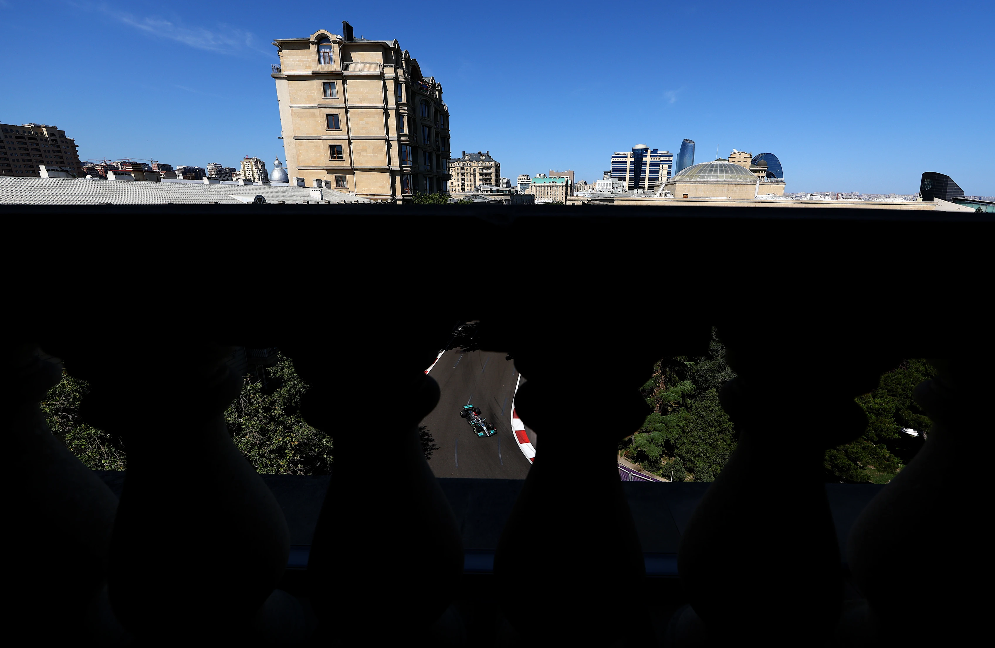 BAKU, AZERBAIJAN - JUNE 12: George Russell of Great Britain driving the (63) Mercedes AMG Petronas