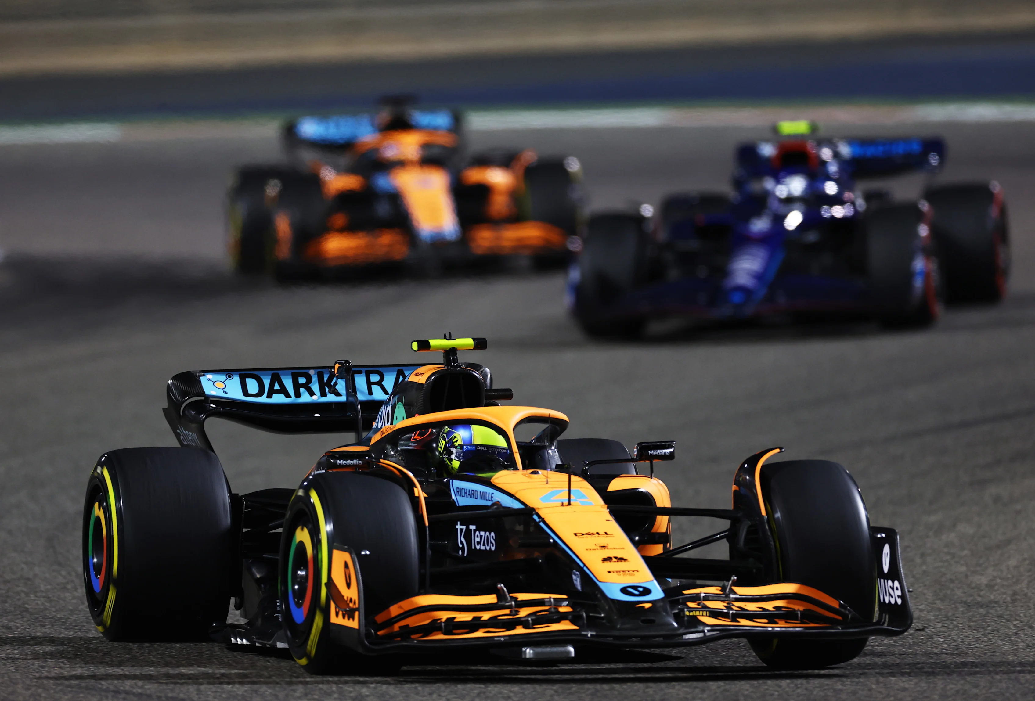 BAHRAIN, BAHRAIN - MARCH 20: Lando Norris of Great Britain driving the (4) McLaren MCL36 Mercedes