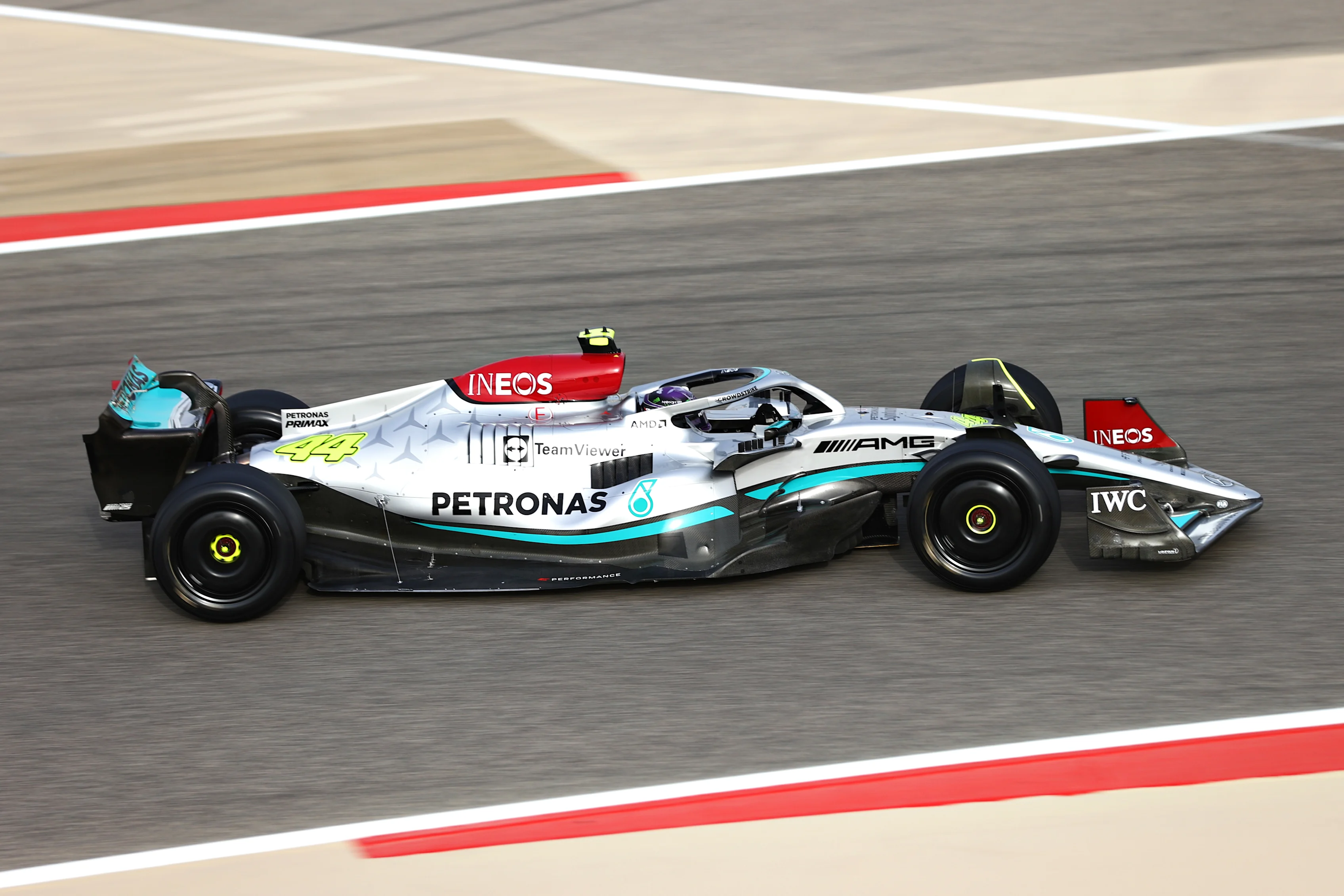 BAHRAIN, BAHRAIN - MARCH 11: Lewis Hamilton of Great Britain driving the (44) Mercedes AMG Petronas