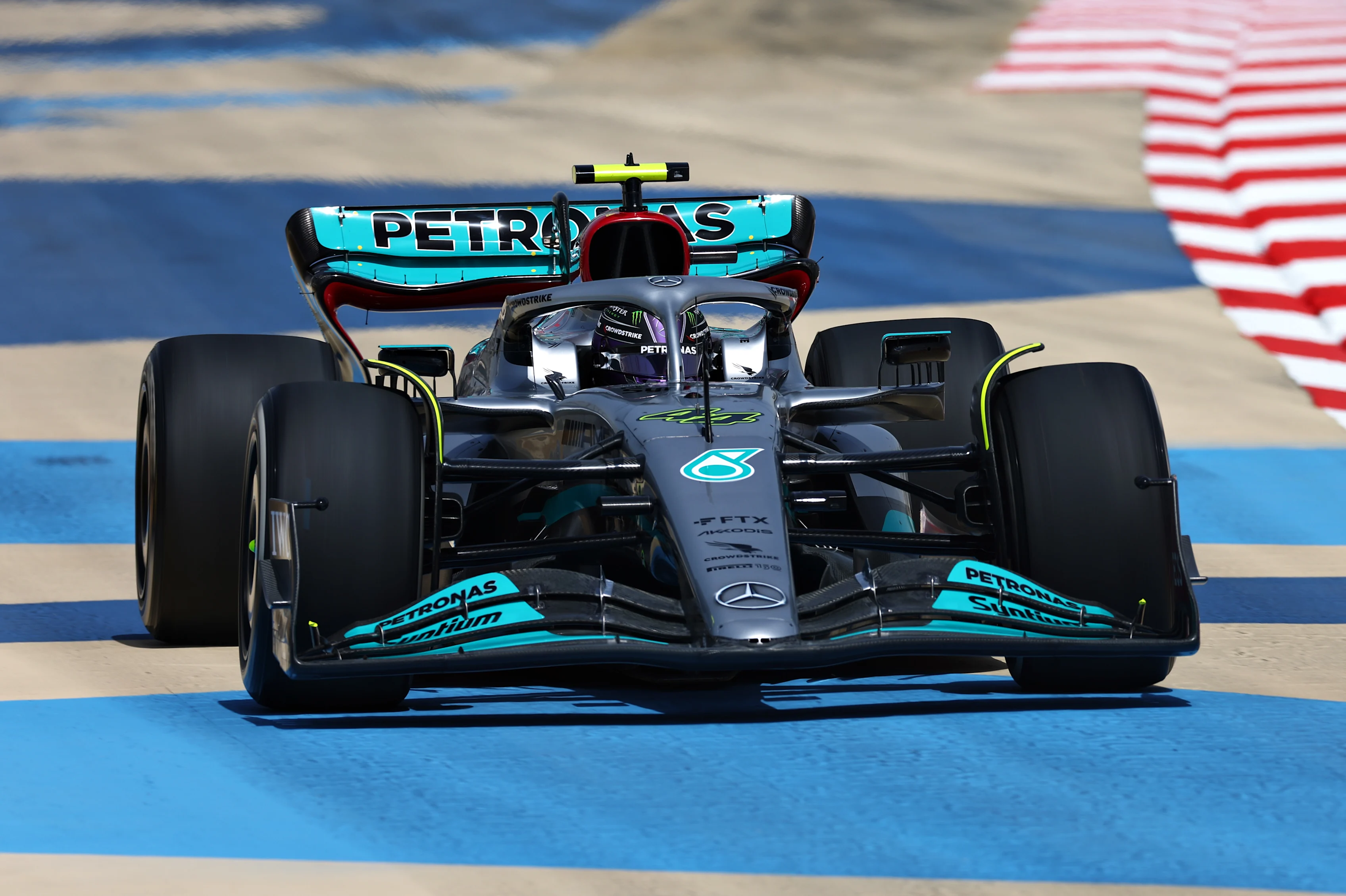 BAHRAIN, BAHRAIN - MARCH 10: Lewis Hamilton of Great Britain driving the (44) Mercedes AMG Petronas