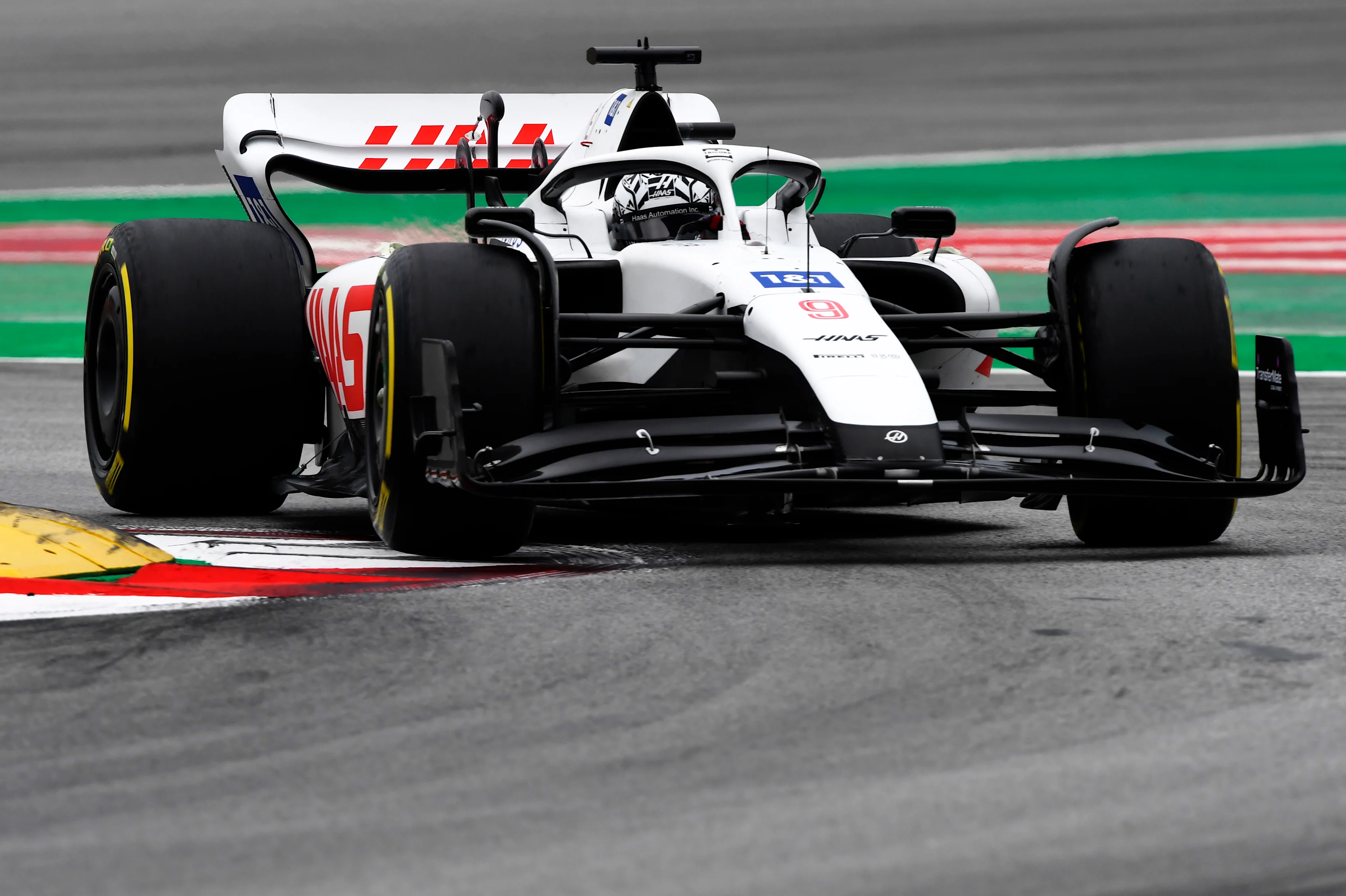 BARCELONA, SPAIN - FEBRUARY 25: Nikita Mazepin of Russia driving the (9) Haas F1 VF-22 Ferrari during Day Three of F1 Testing at Circuit de Barcelona-Catalunya on February 25, 2022 in Barcelona, Spain. (Photo by Rudy Carezzevoli/Getty Images)