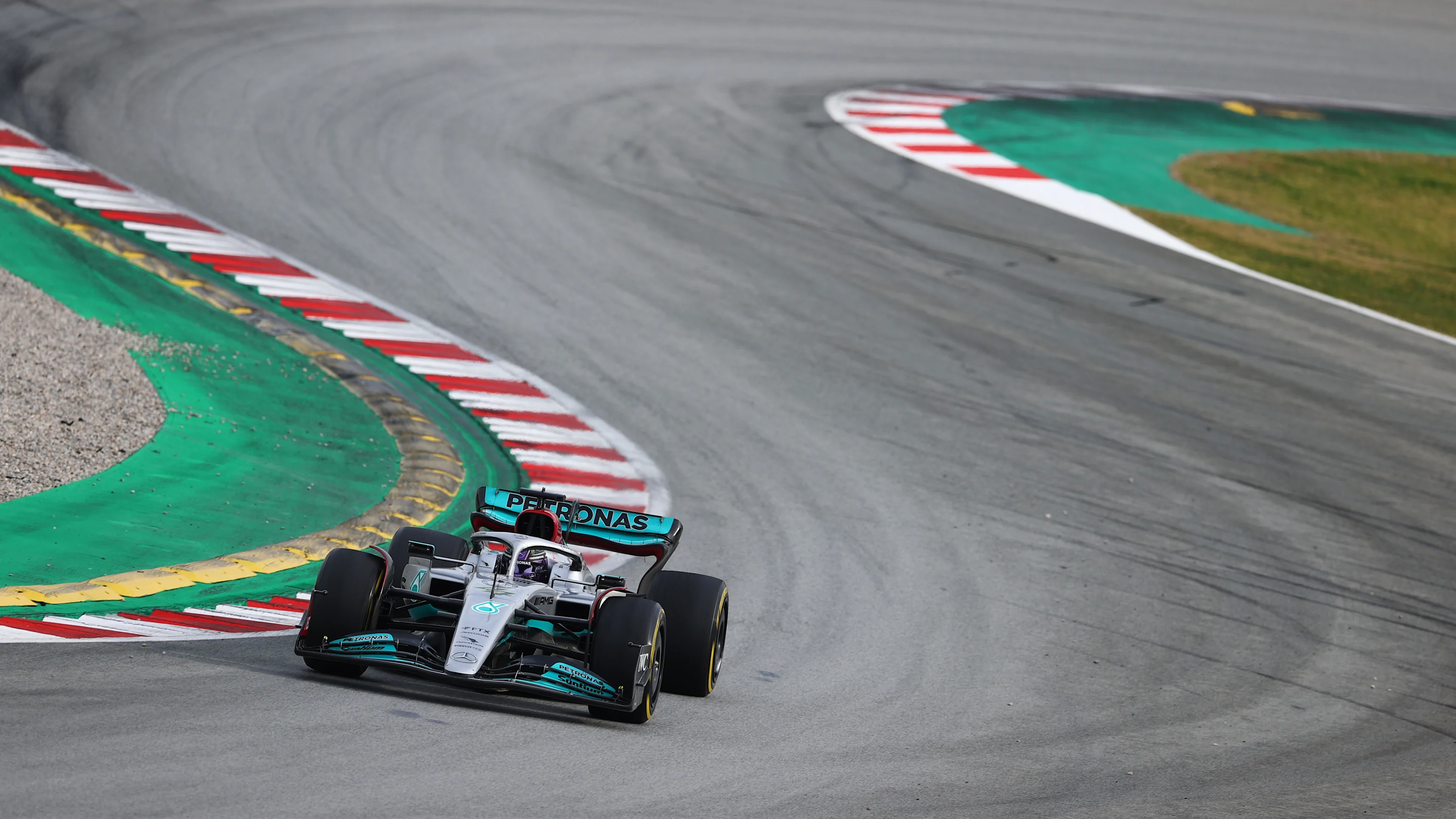 BARCELONA, SPAIN - FEBRUARY 25: Lewis Hamilton of Great Britain driving the (44) Mercedes AMG