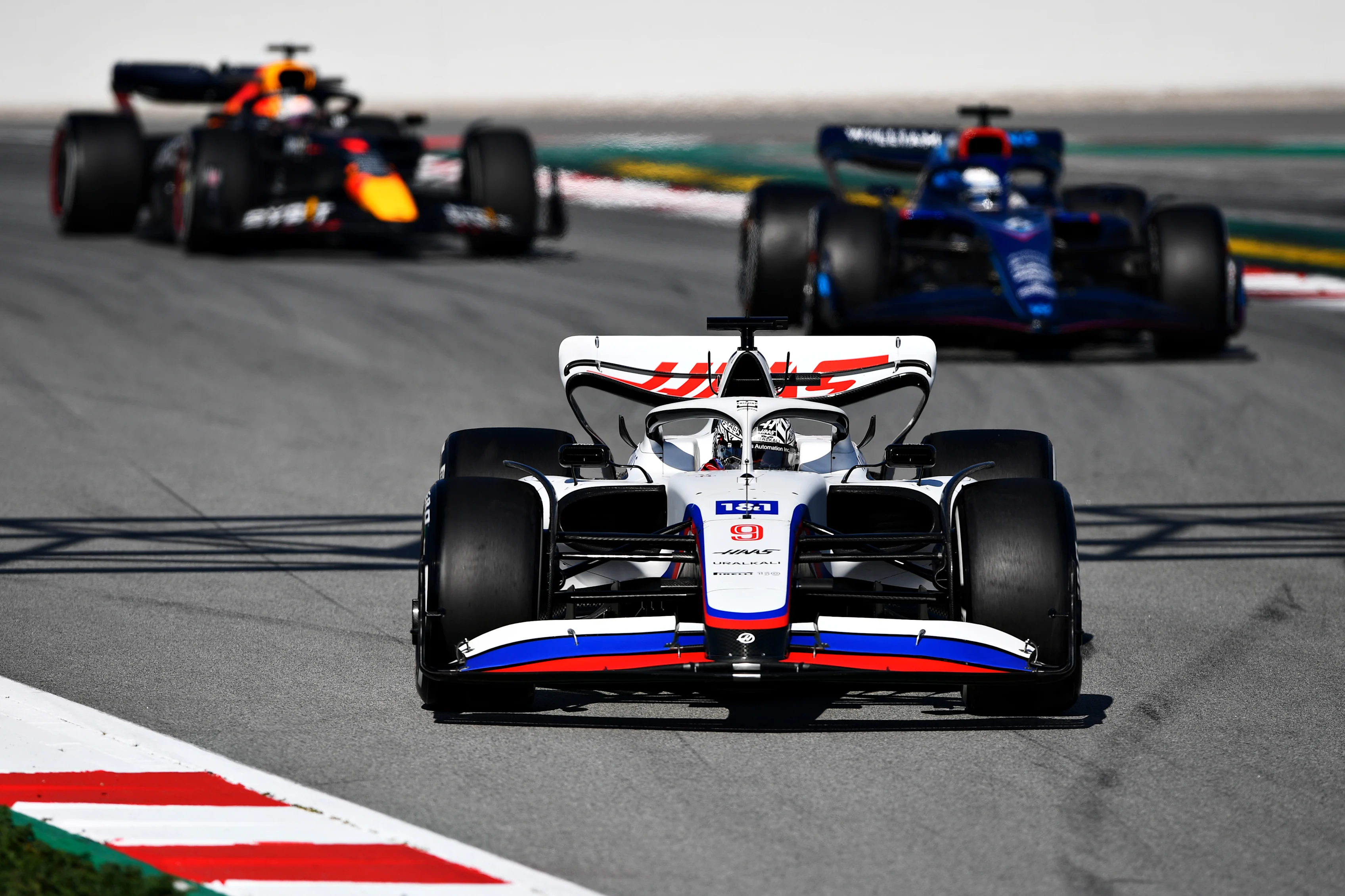 BARCELONA, SPAIN - FEBRUARY 23: Nikita Mazepin of Russia driving the (9) Haas F1 VF-22 Ferrari