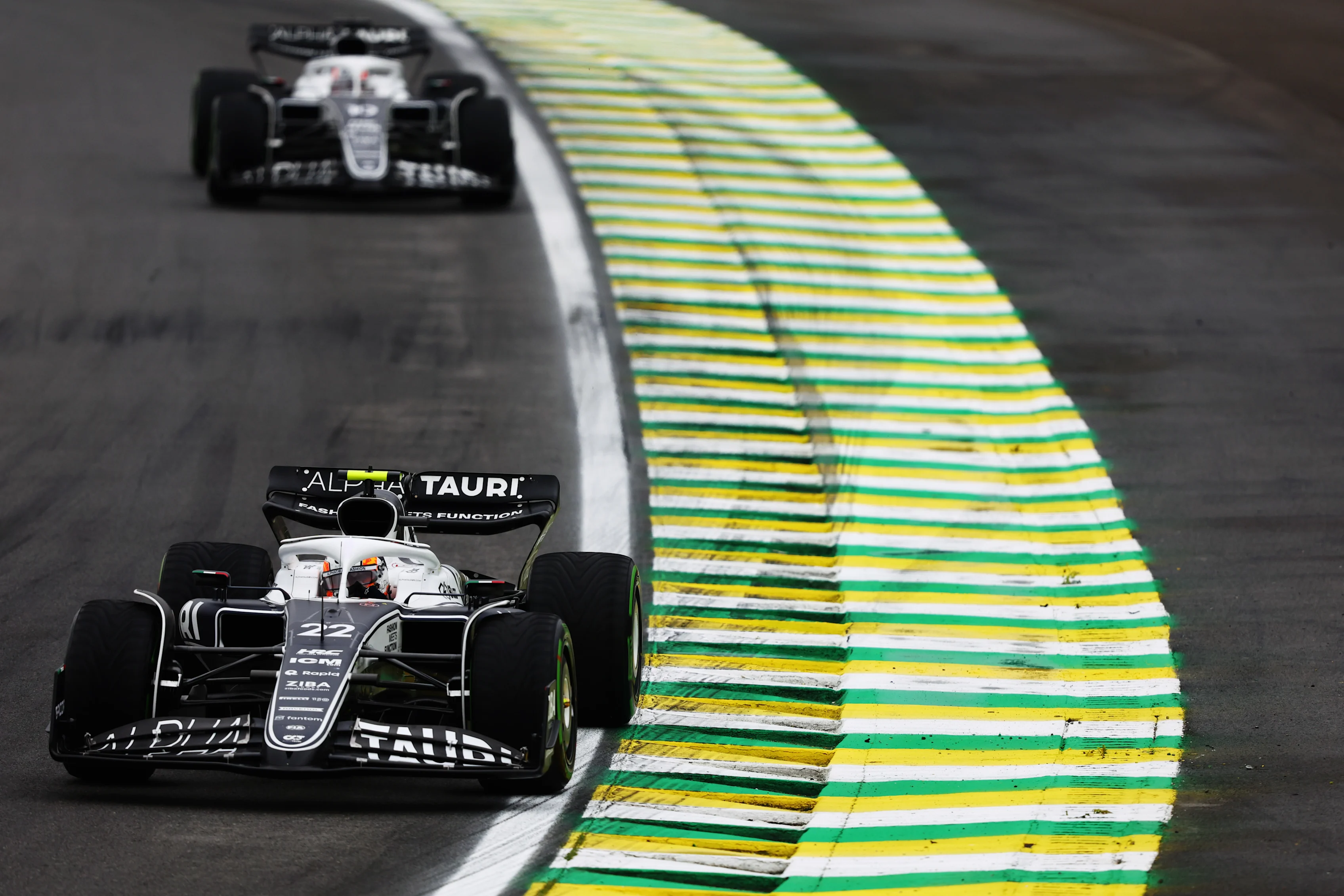 SAO PAULO, BRAZIL - NOVEMBER 11: Yuki Tsunoda of Japan driving the (22) Scuderia AlphaTauri AT03