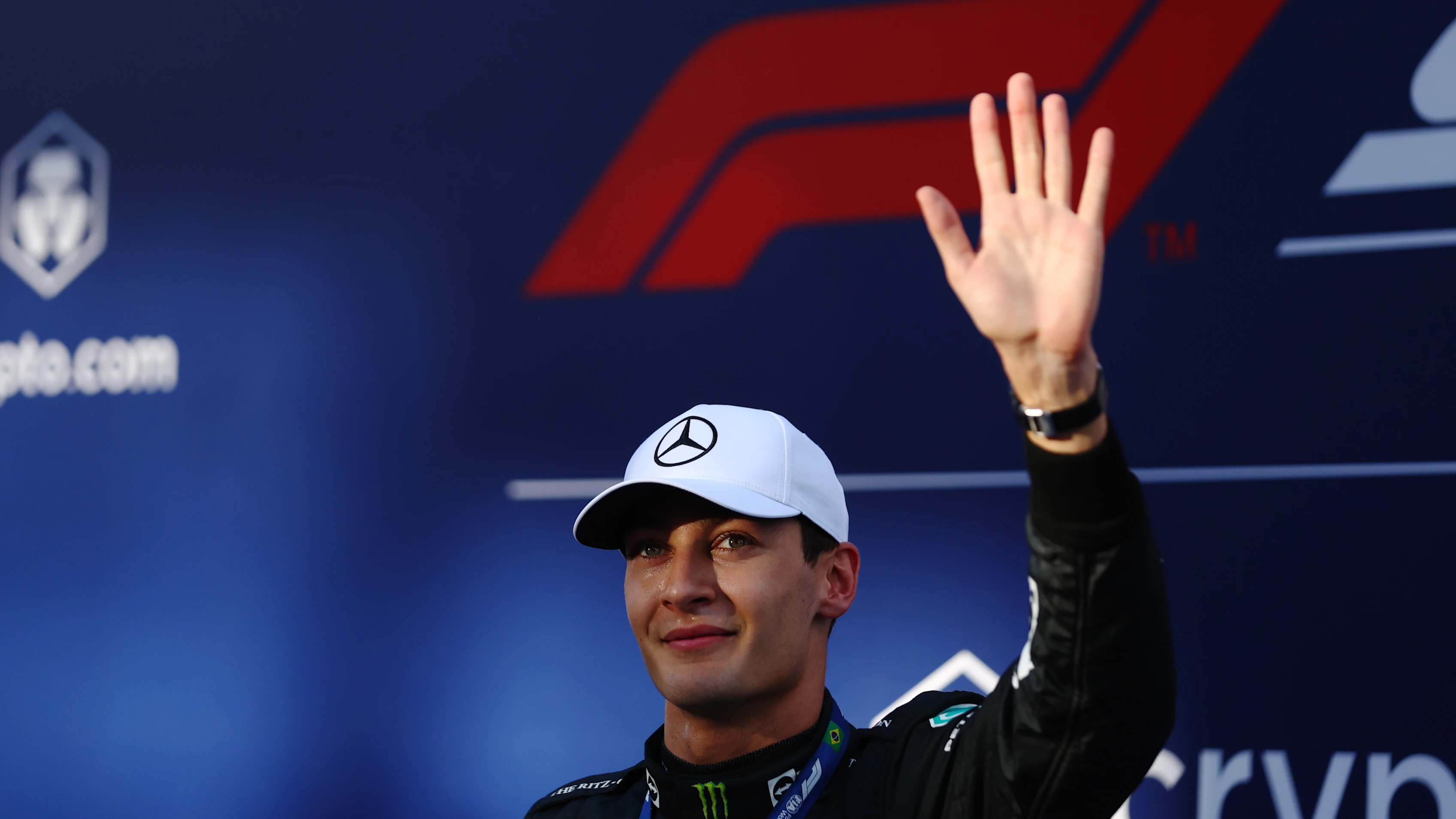 SAO PAULO, BRAZIL - NOVEMBER 12: Sprint winner George Russell of Great Britain and Mercedes